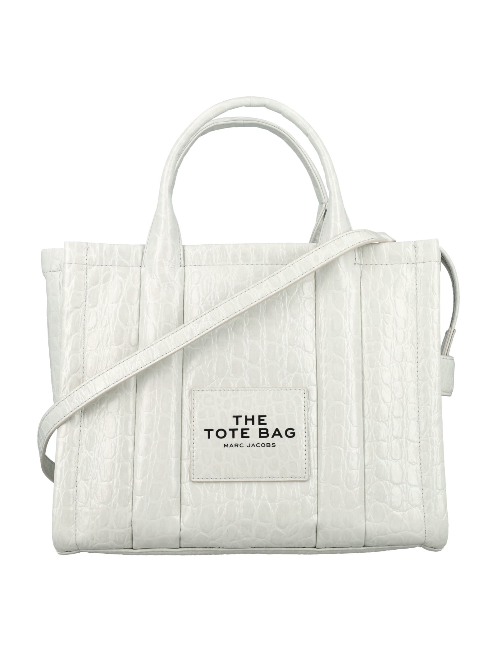 Marc Jacobs The Croc-embossed Medium Tote In Ivory