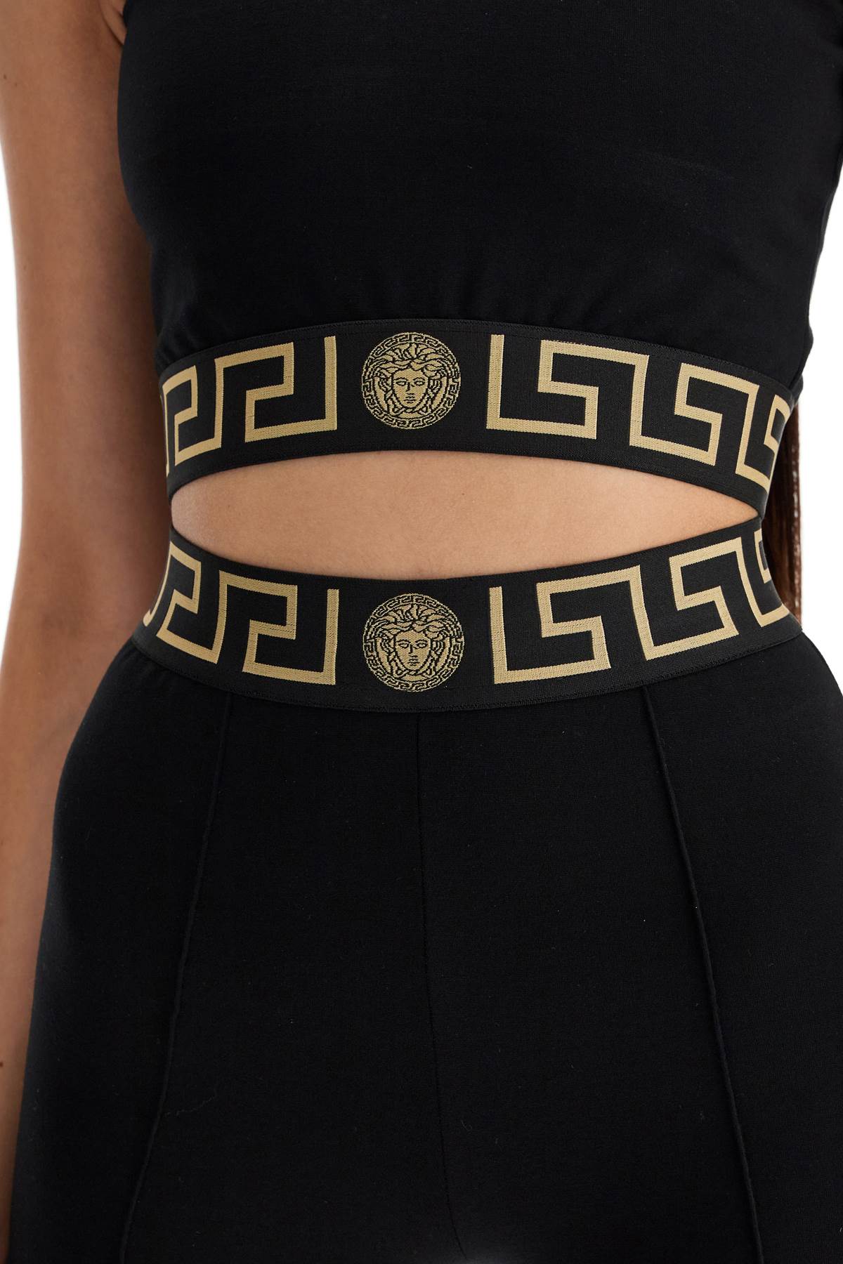 Shop Versace Sport Bra With Greek Band Design In Black