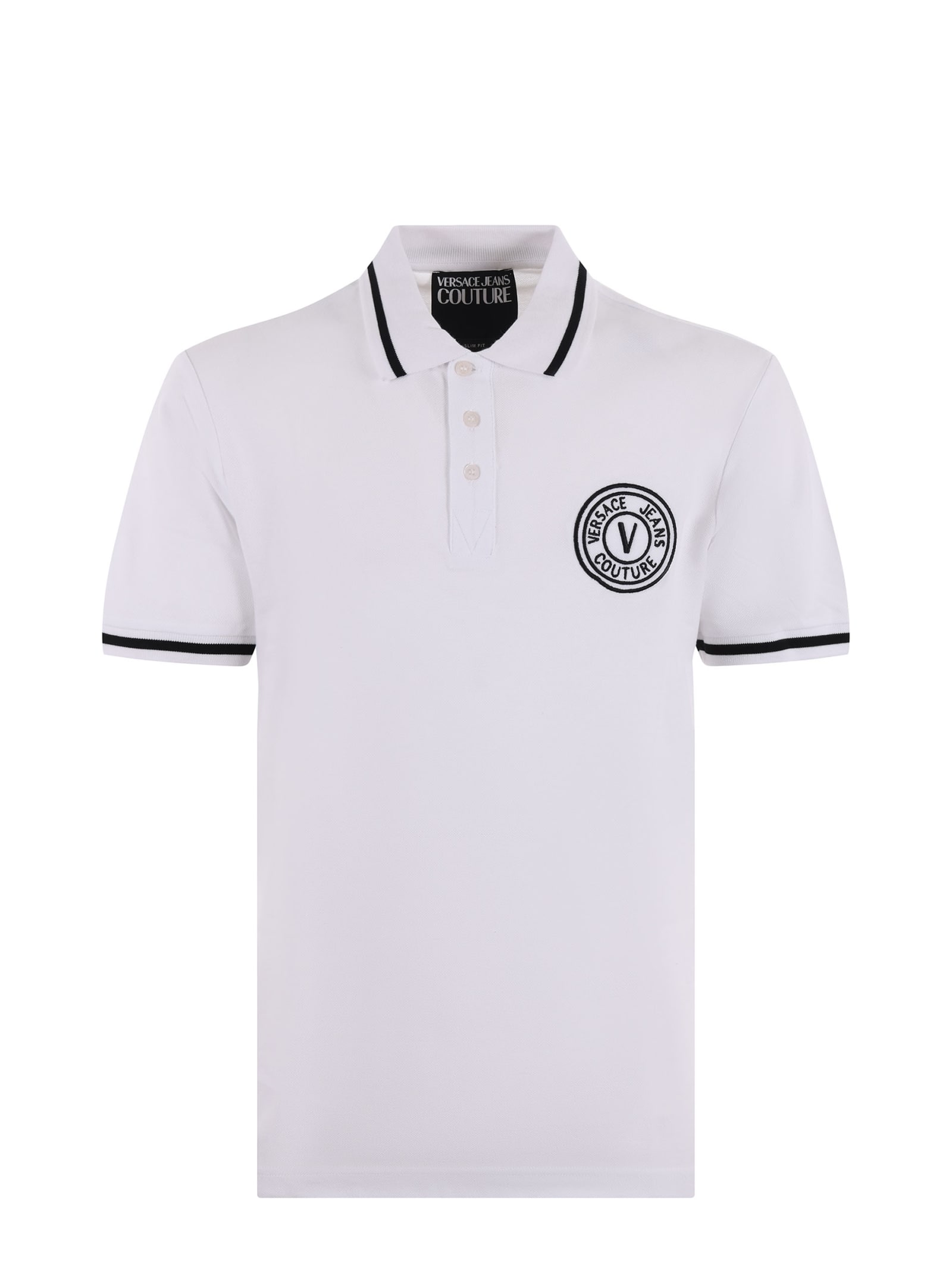 Shop Versace Jeans Couture Polo Shirt In Bianco