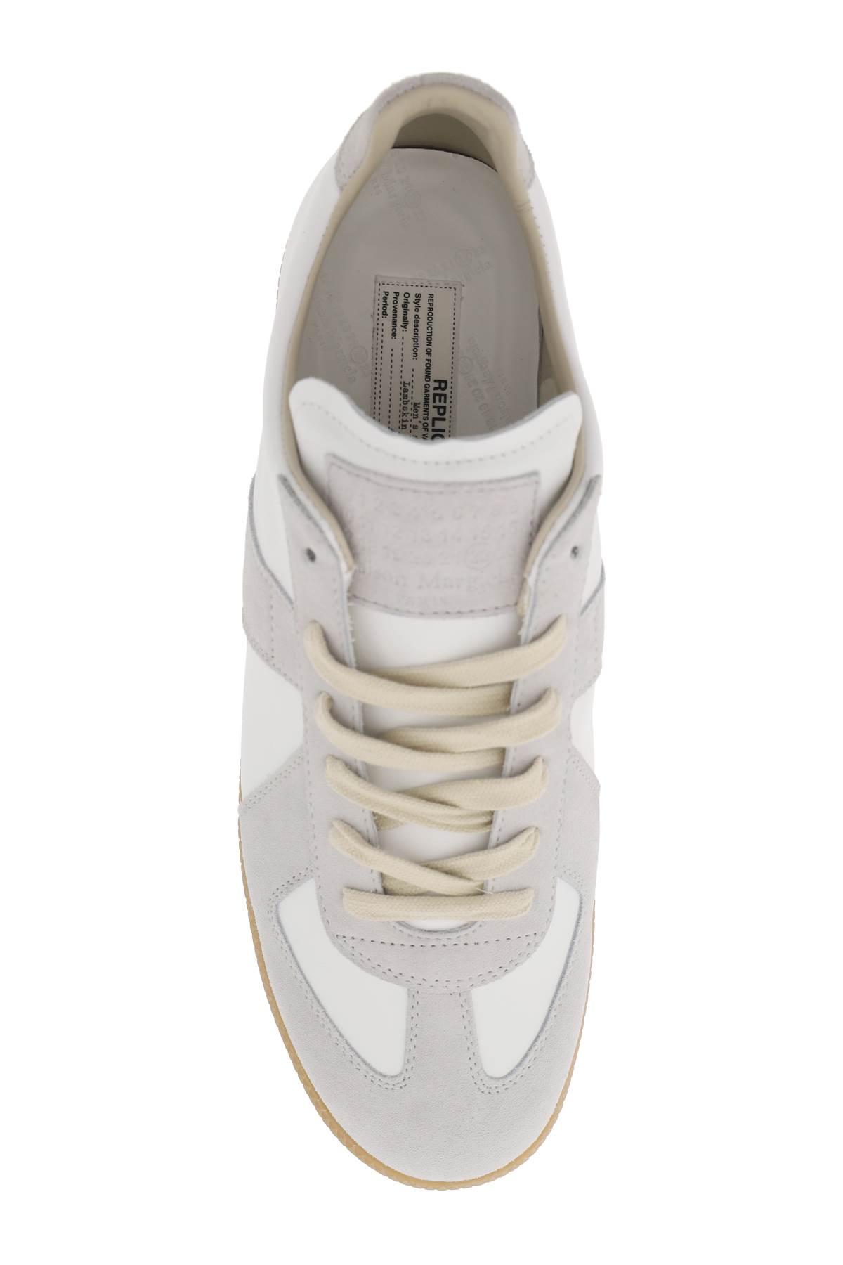 Shop Maison Margiela Leather Replica Sneakers In Off White (white)