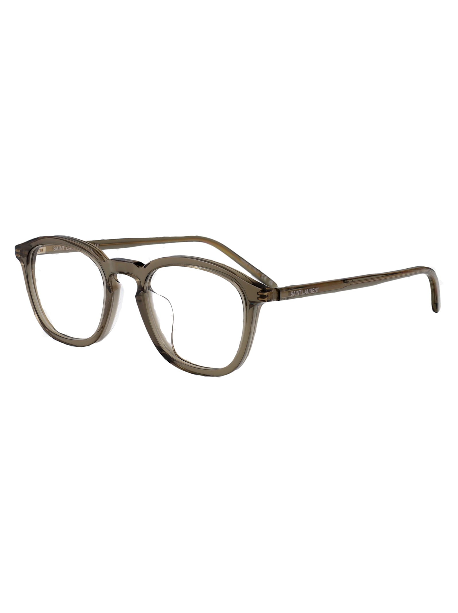 Saint Laurent Brown-brown-transparent Acetate Glasses In Brown-brown-transparent