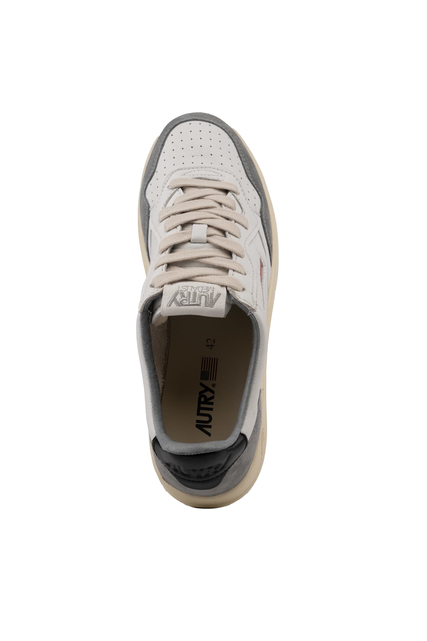 Shop Autry Medalist Low Sneakers In Goatskin And Suede In Goat/suede Grey/black