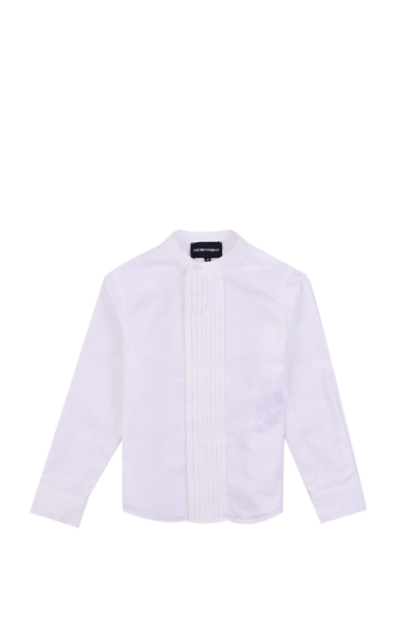 Emporio Armani Kids' Shirt With Pleated Detail In White