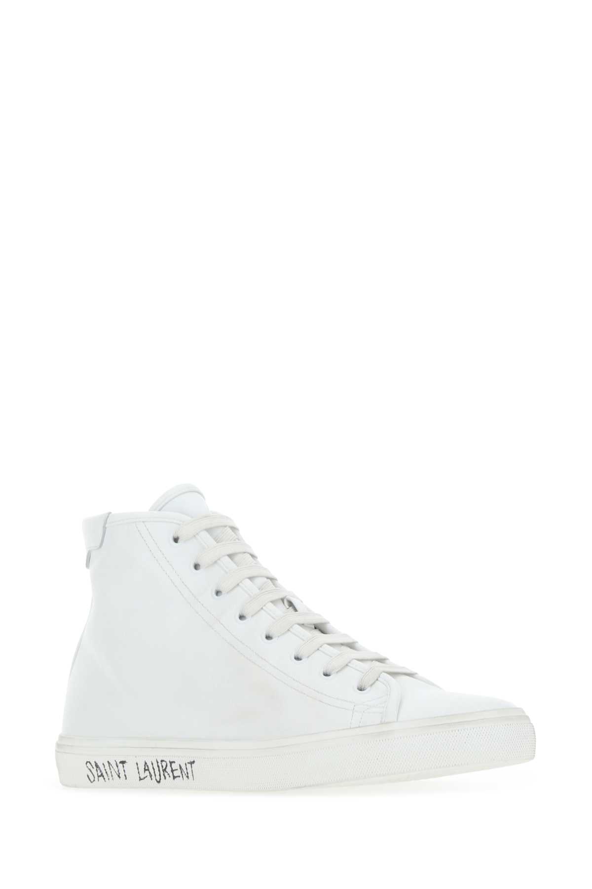 Saint Laurent White Leather Malibu Sneakers
