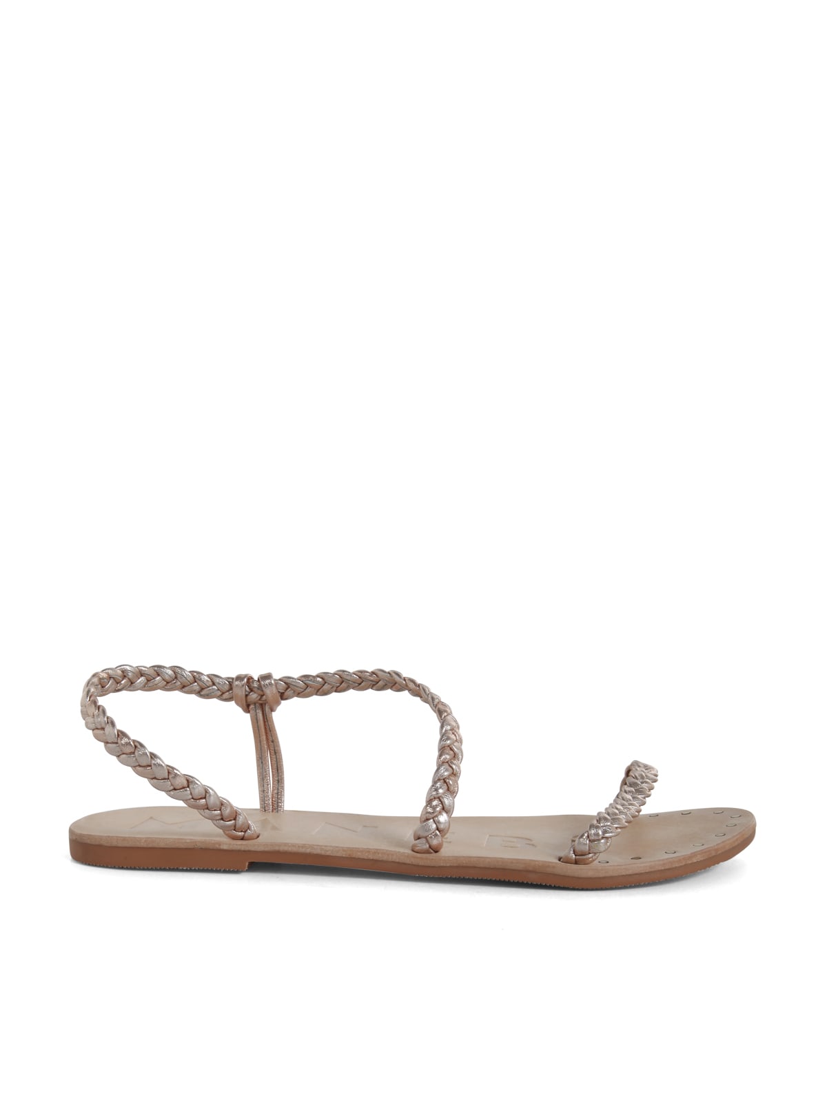 Manebi Leather Braid Sandals In Platinum