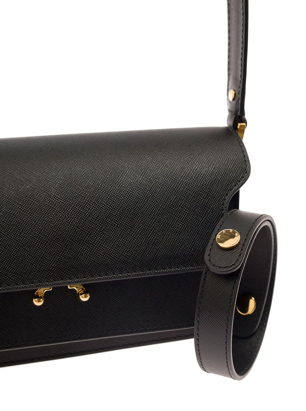 Shop Marni Trunk Black Shoulder Bag With Push-lock Fastening In Leather Woman
