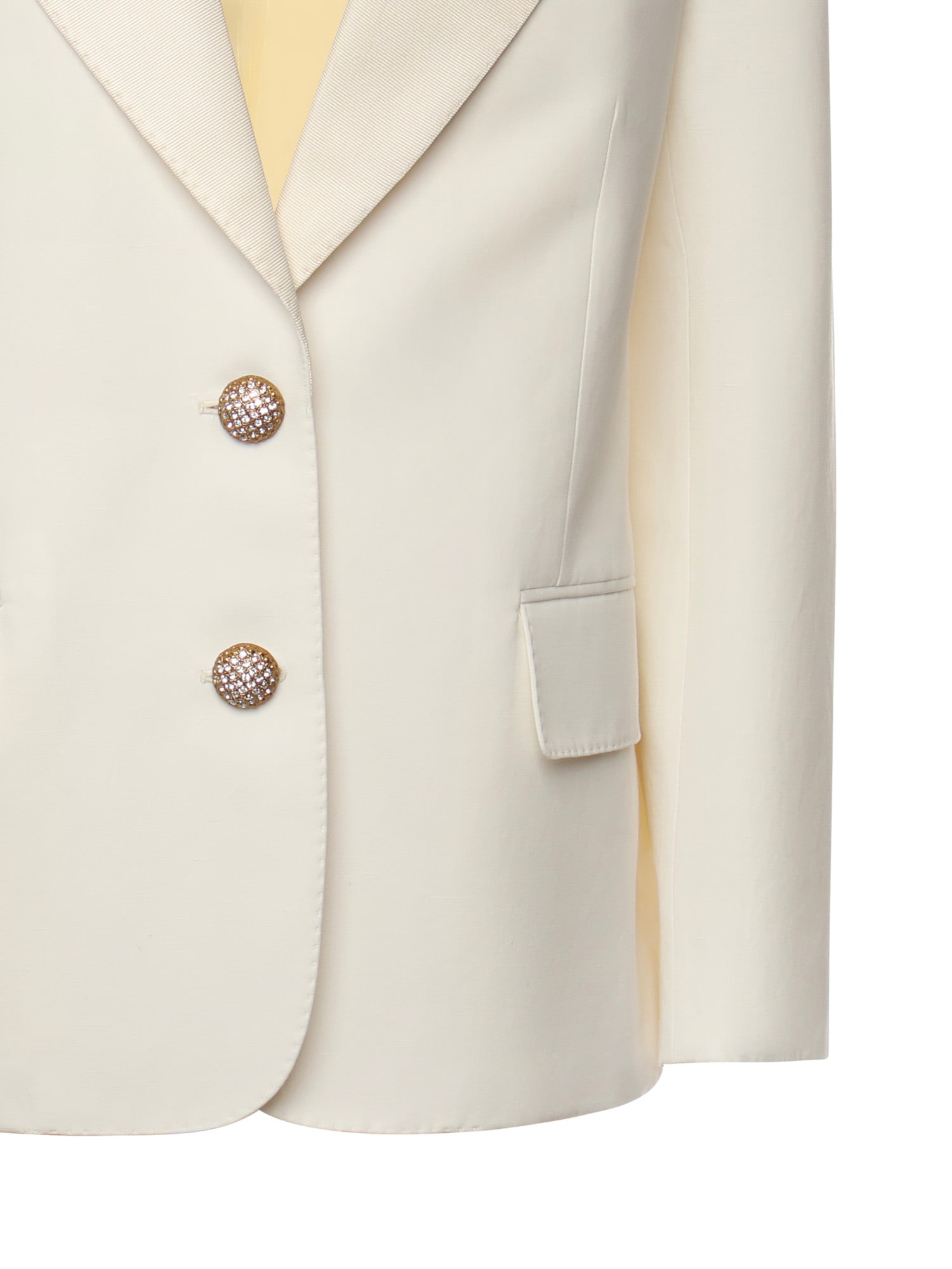 Valentino Single-breasted Cotton And Linen Blazer In White
