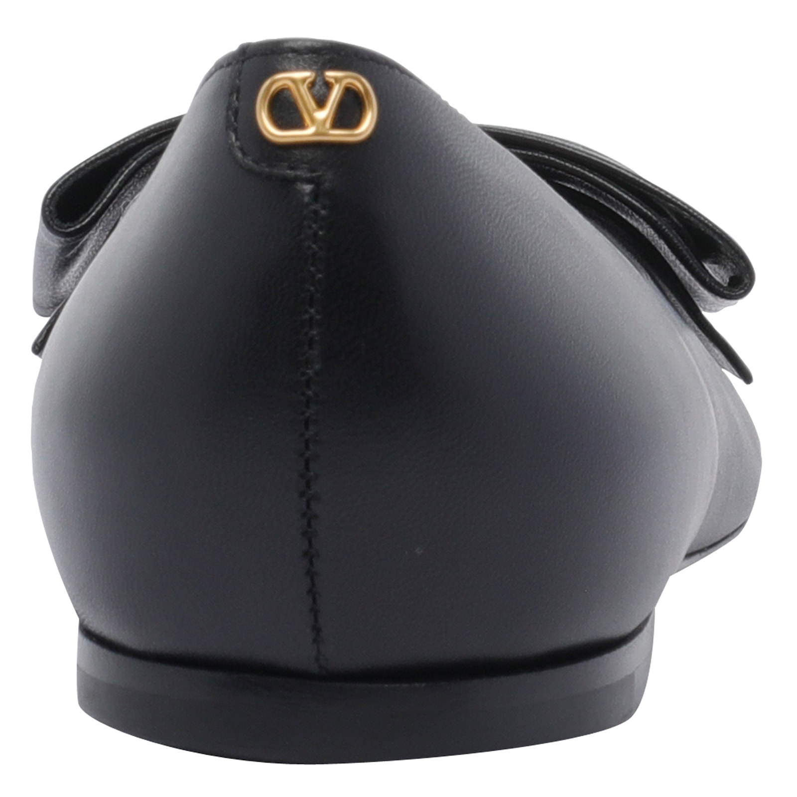 Valentino Leather Ballerinas With Iconic Bow Detail In Black