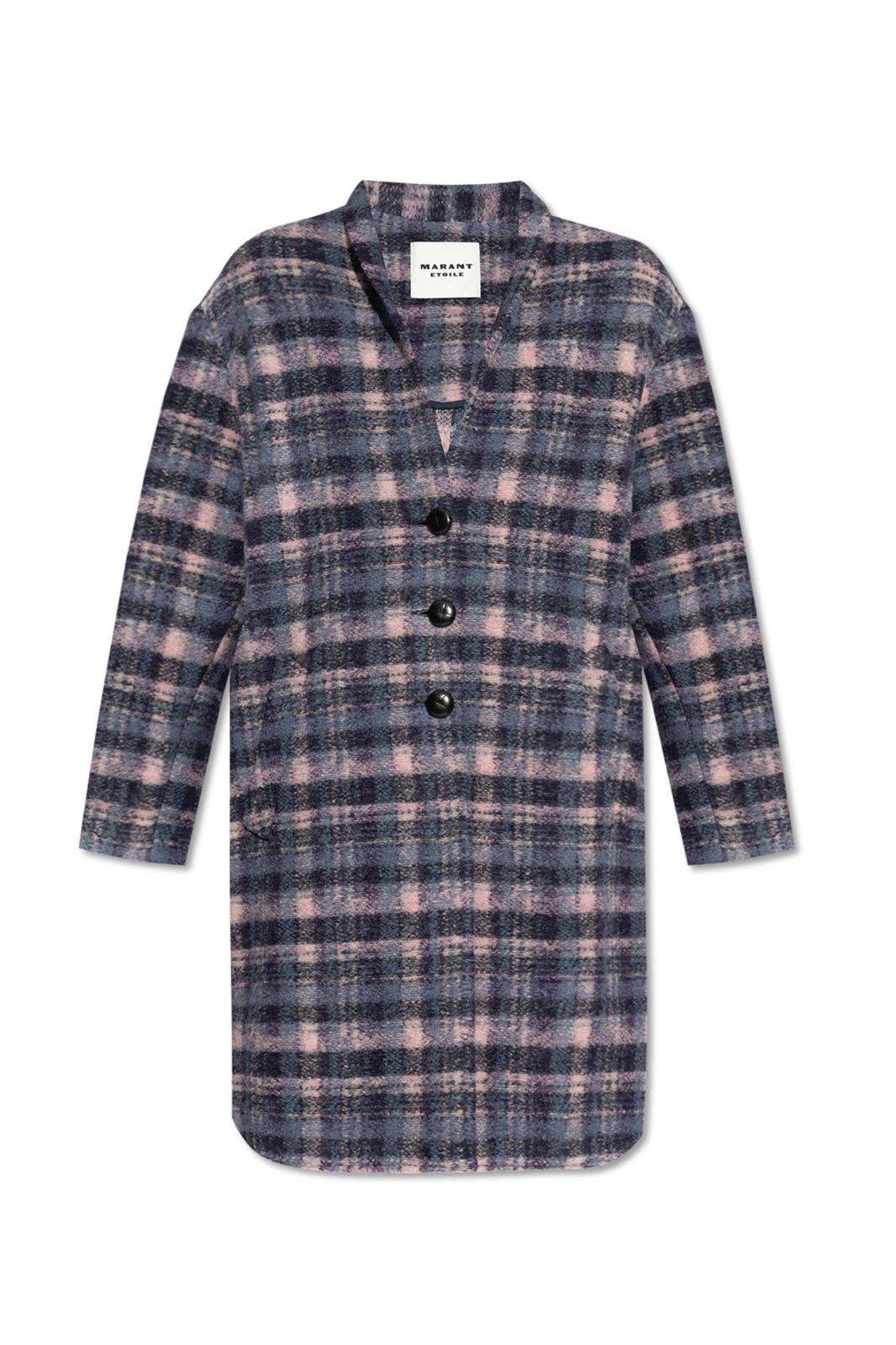 Marant Etoile Etoile Isabel Marant Gabriel Checked Buttoned Coat In Pink Plum