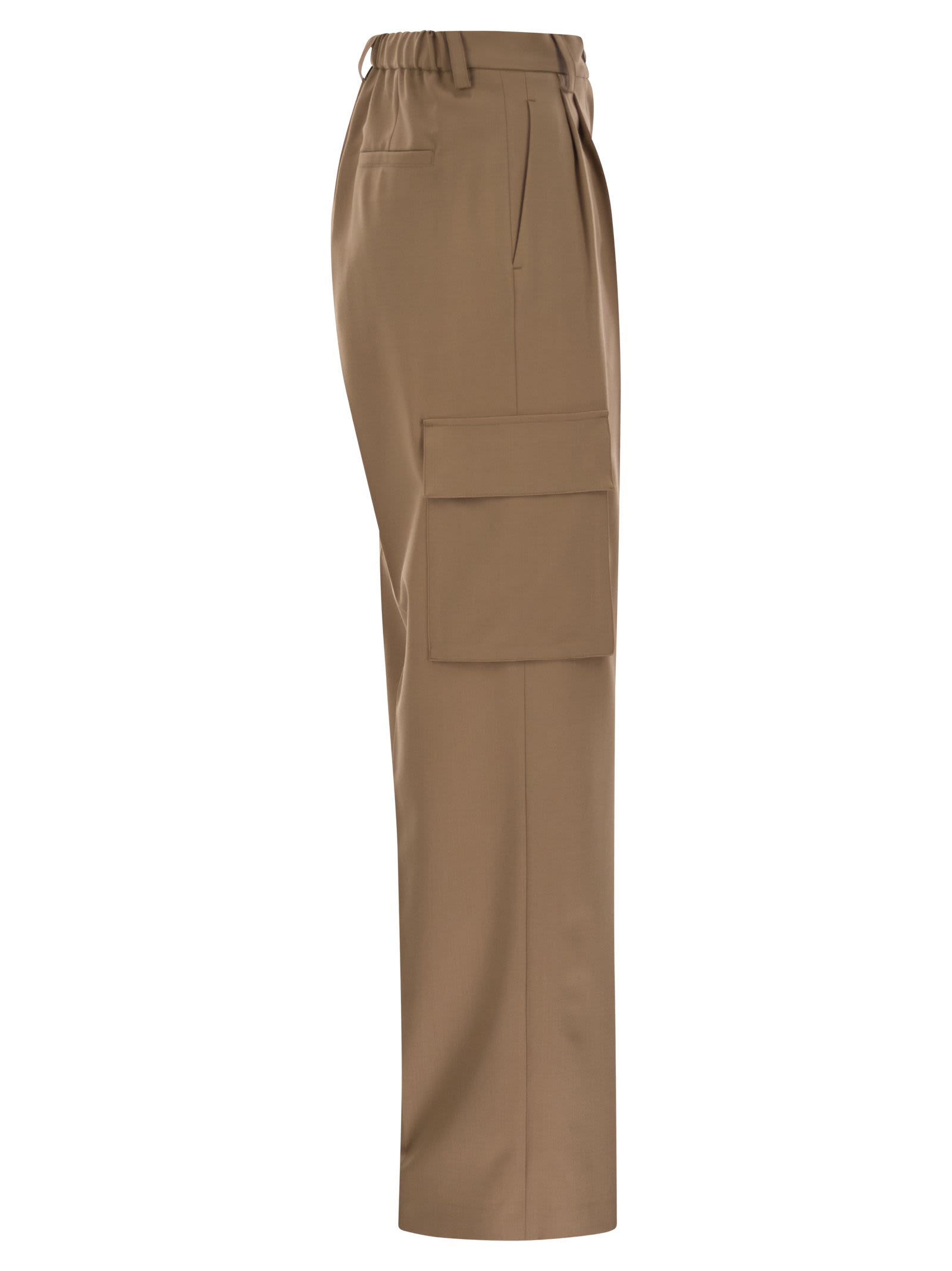 Shop Herno Soft Wool Cargo Pants In Cammello