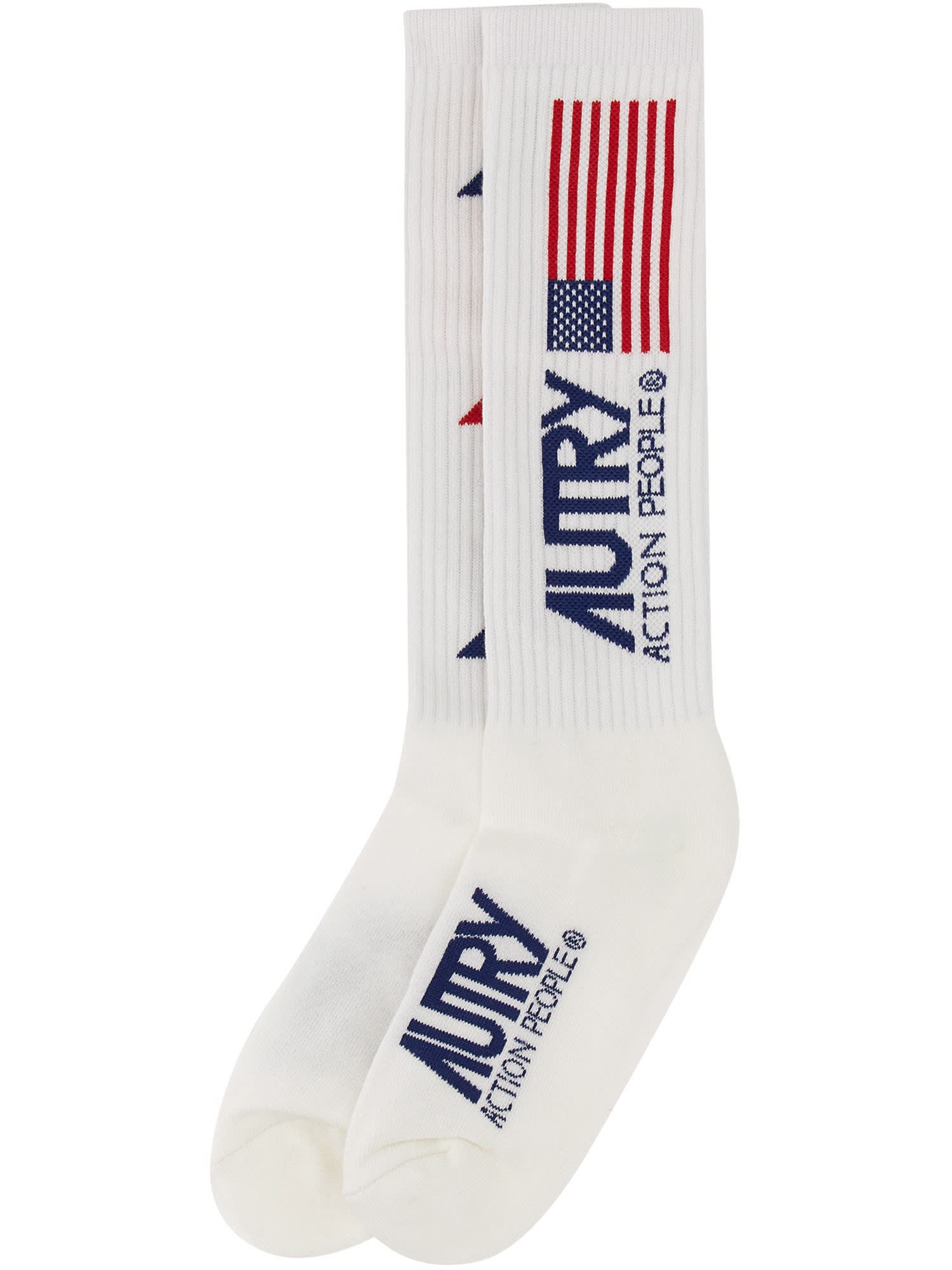 Shop Autry Sock With Logo In White