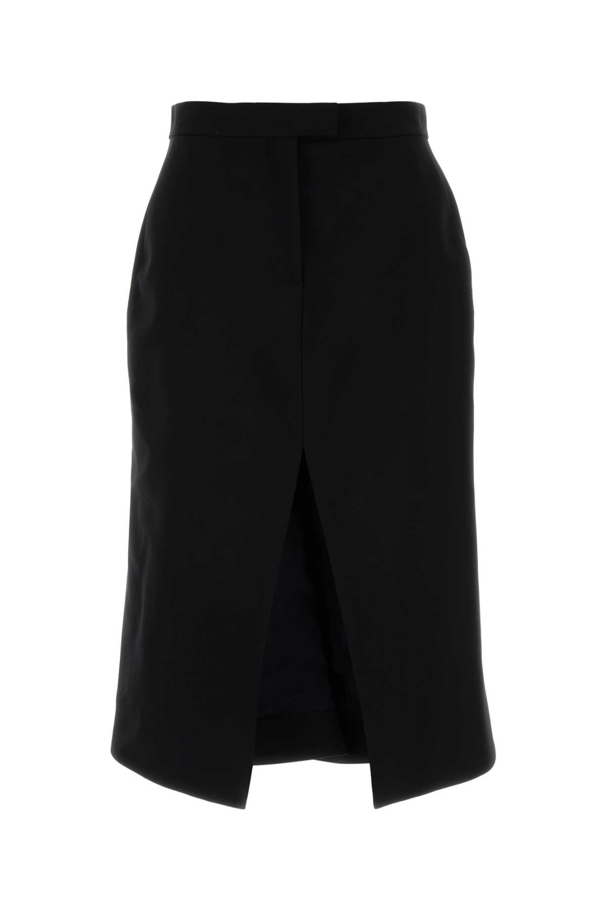 Alexander Mcqueen Wool Split-front Skirt In Black