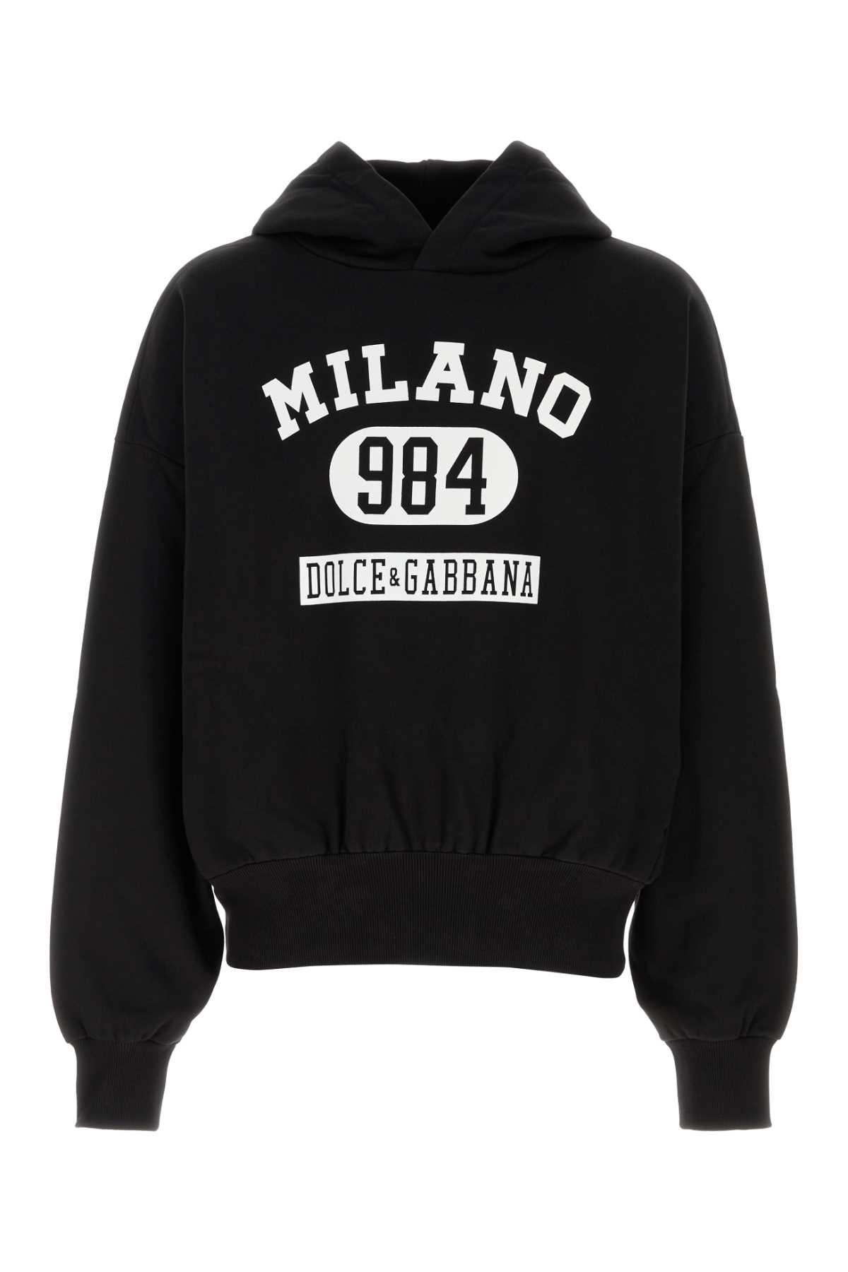Dolce & Gabbana Long-sleeved Hooded Sweatshirt In Black