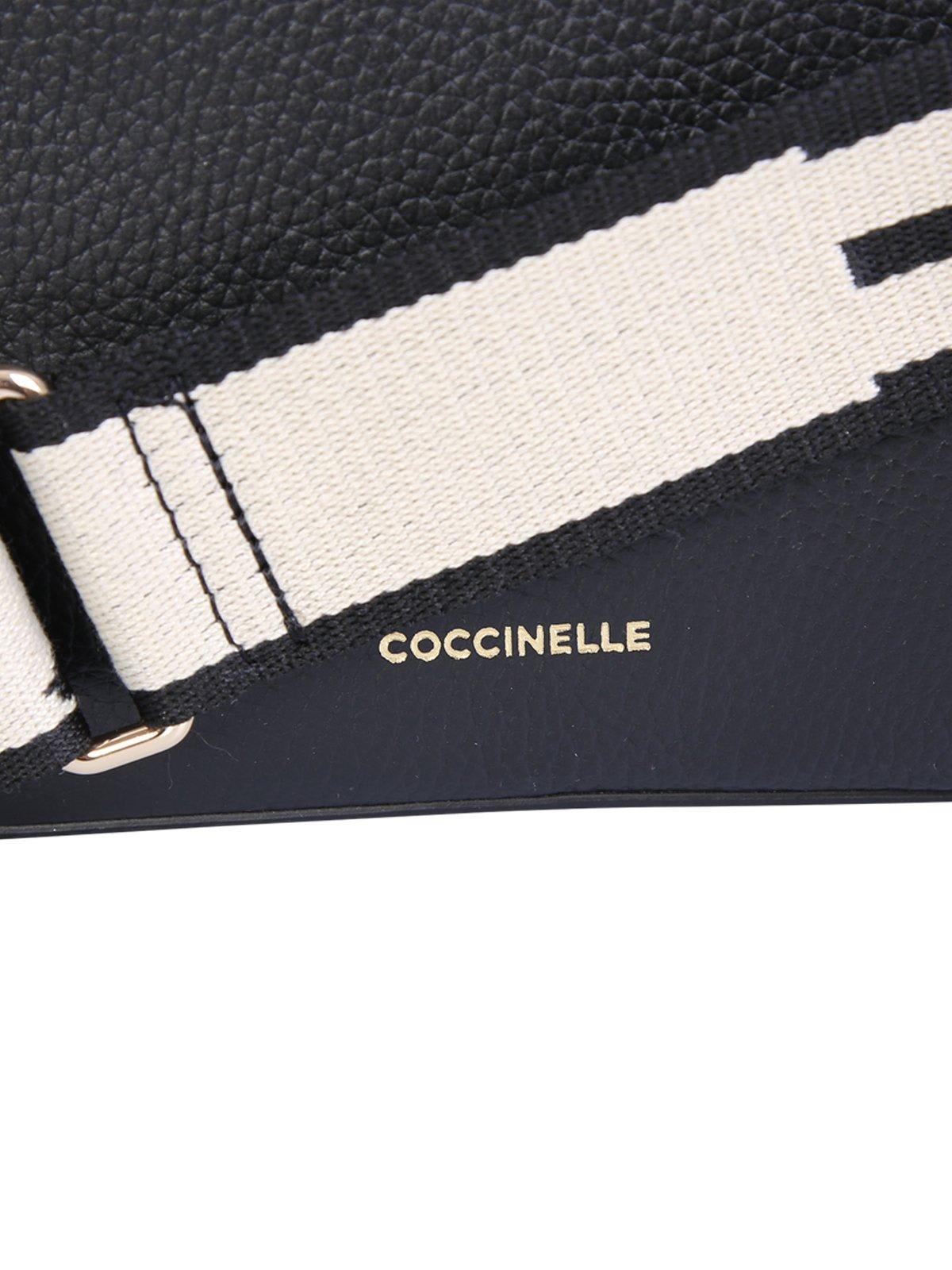 Coccinelle Elegant Black Leather Shoulder Bag With Contrasting Details In Black
