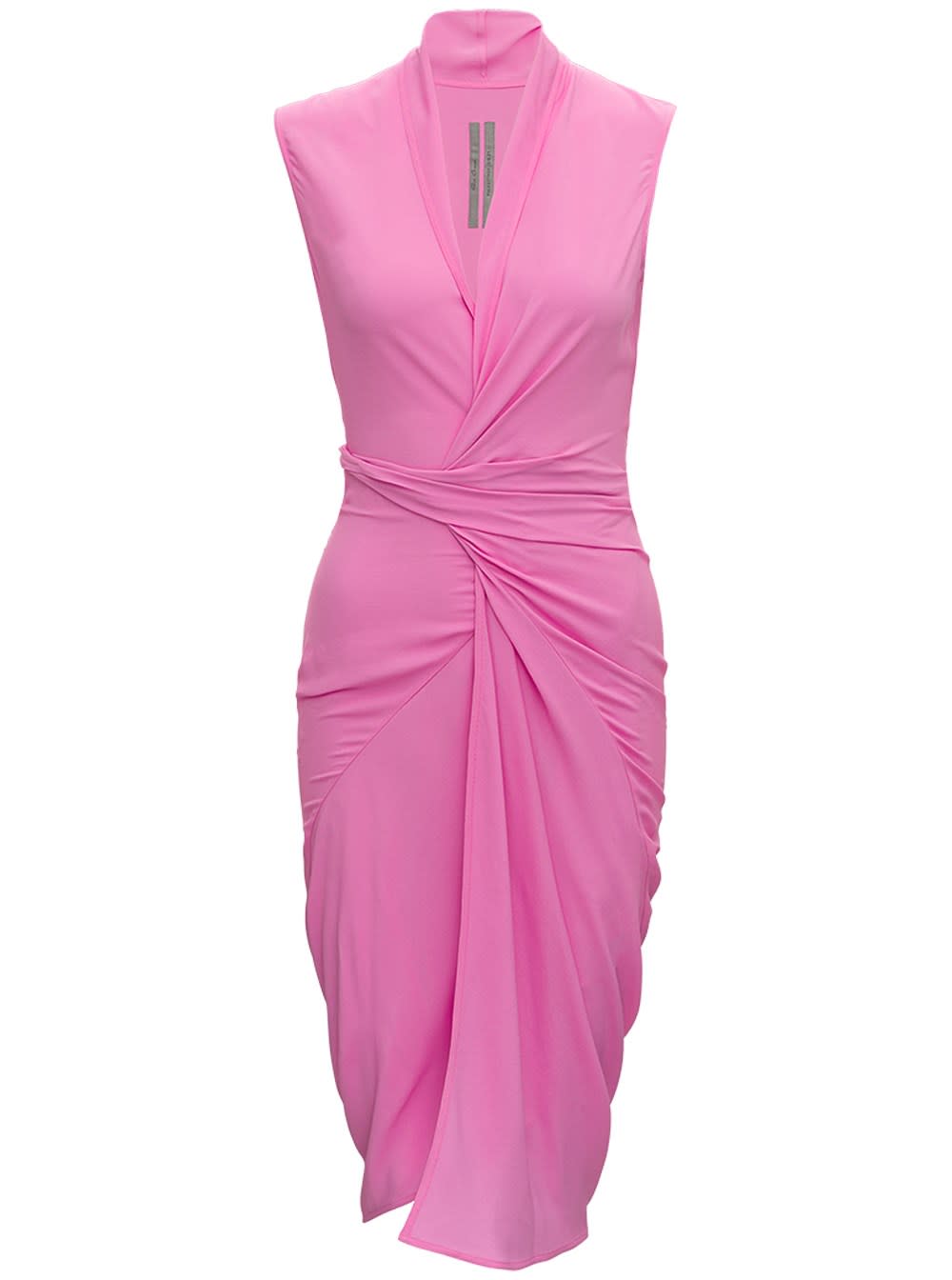 Rick Owens Pink Tunic Dress In Silk Blend