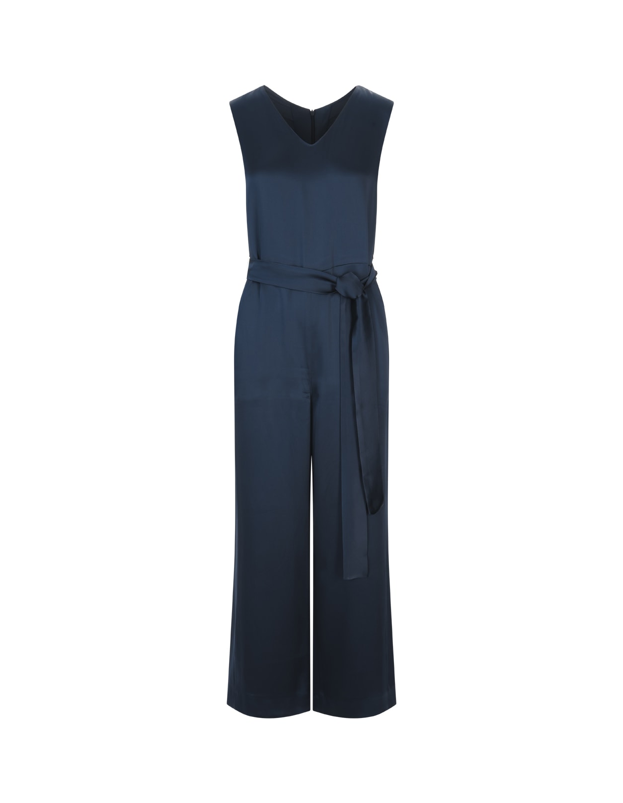 'S MAX MARA NAVY BLUE EUCLIDE SATIN JUMPSUIT