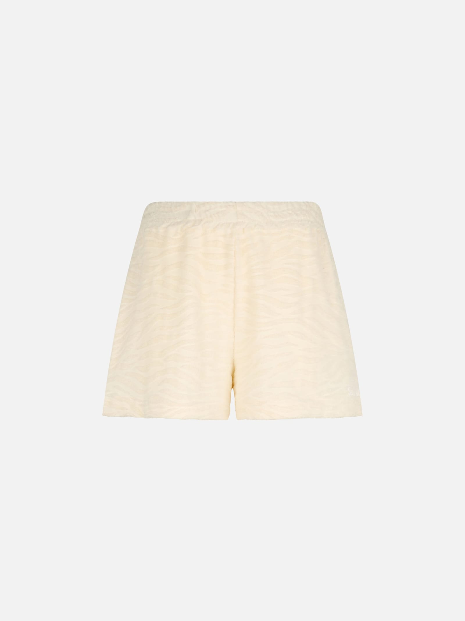 Mc2 Saint Barth Woman Terry Cotton Pull Up Shorts Meave In White
