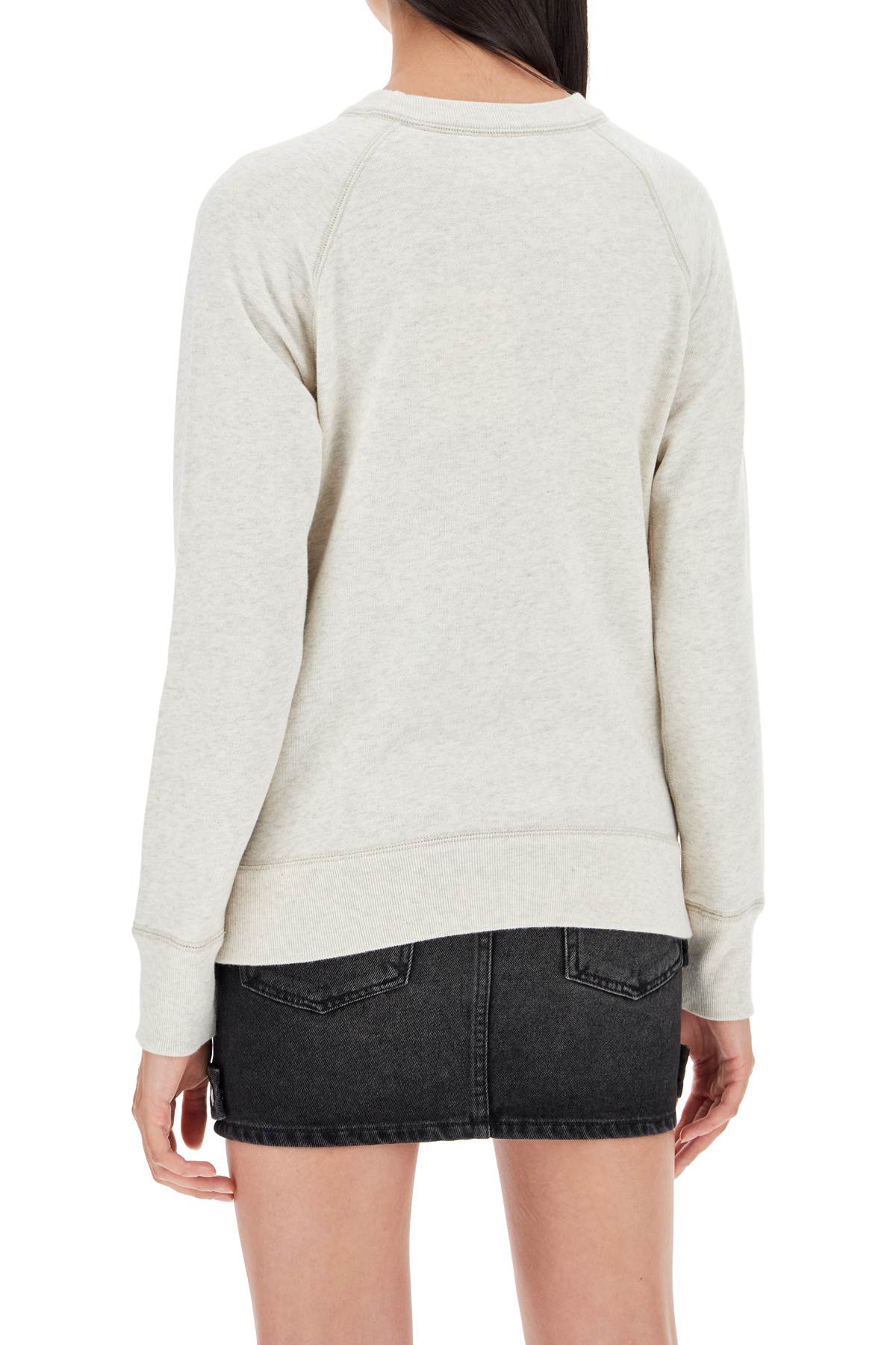 Shop Marant Etoile Milla Cotton Sweatshirt With Round Neck In Ecru (grey)