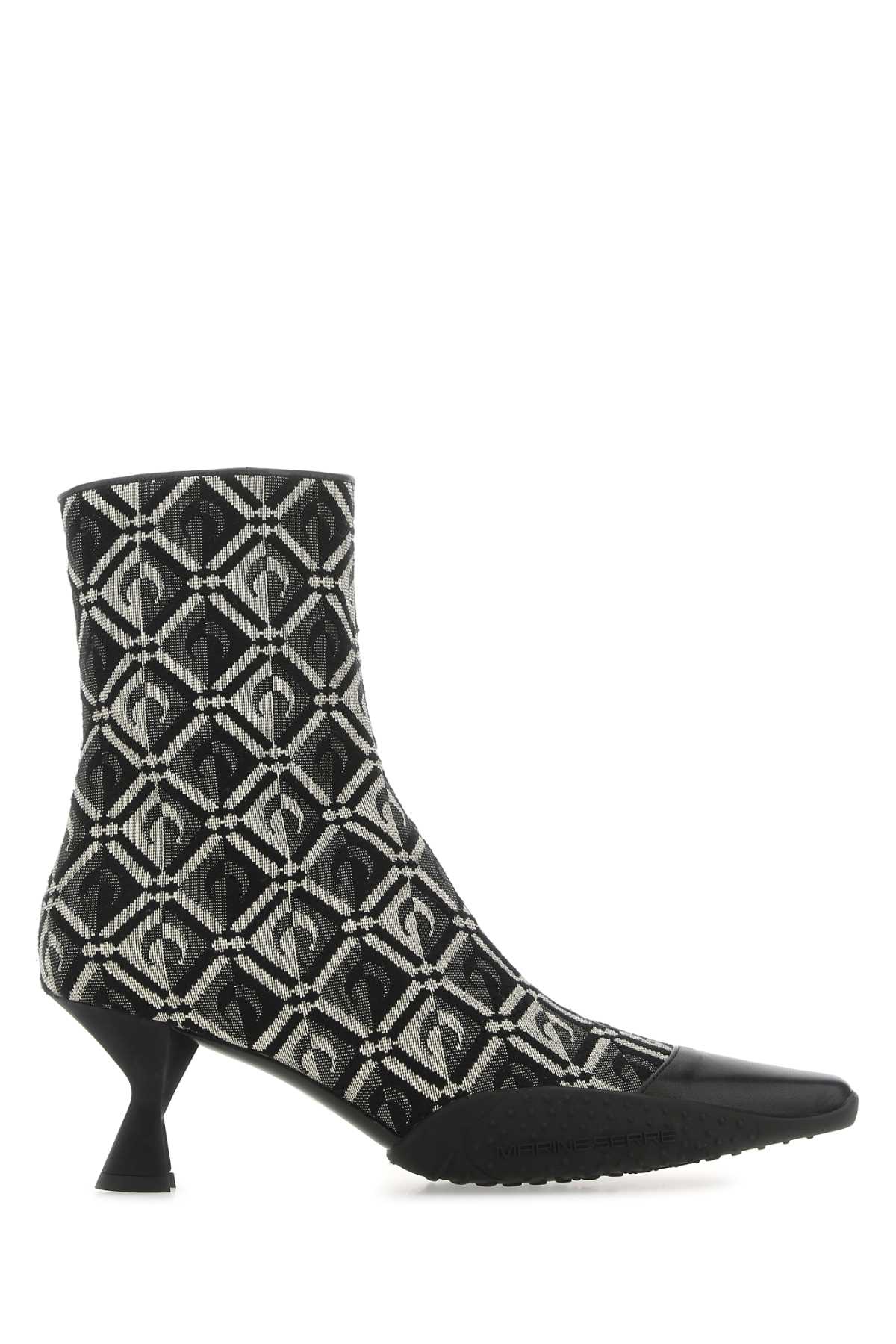 Shop Marine Serre Embroidered Cotton Blend Moon Diamant Ankle Boots In 00