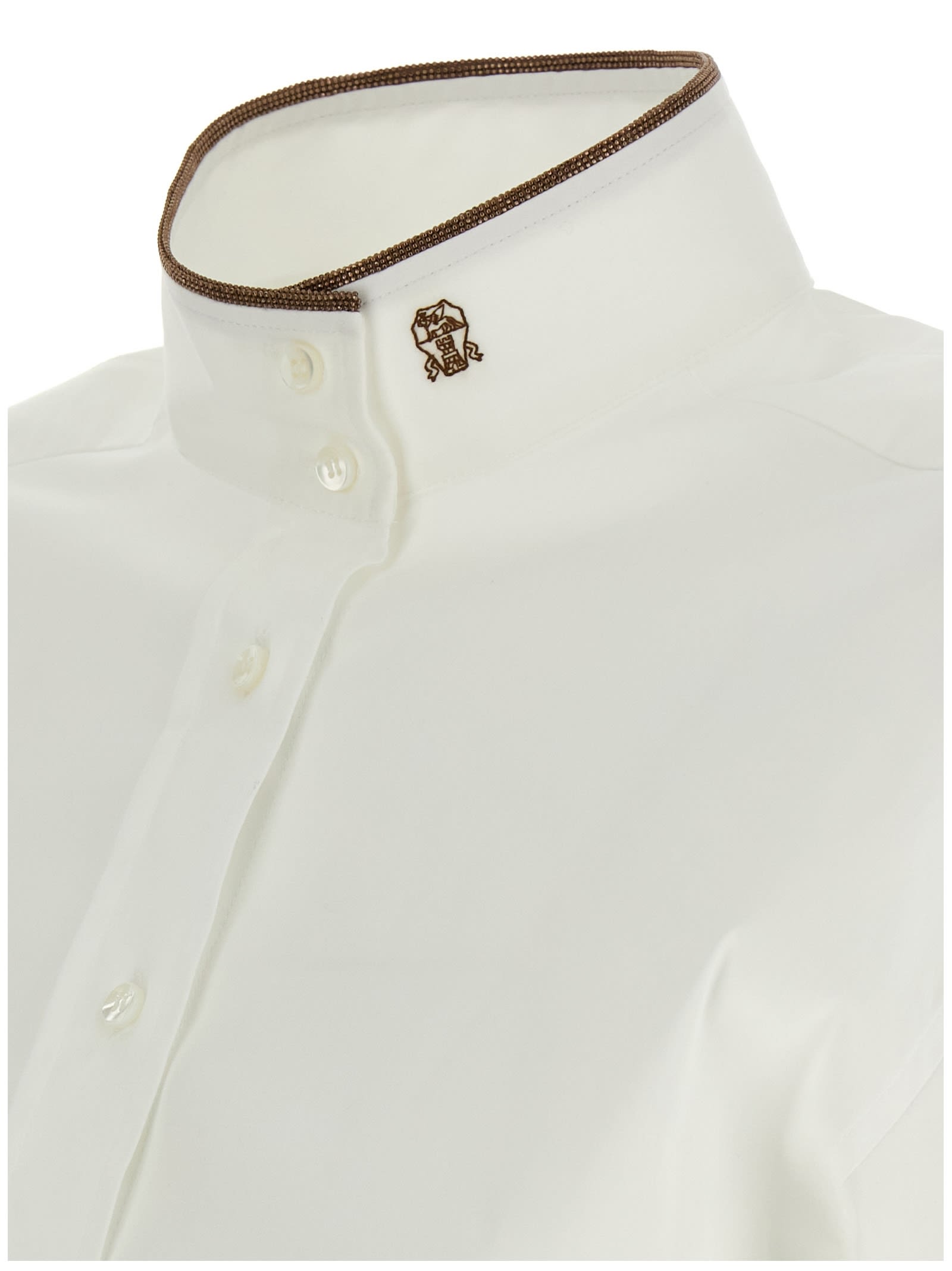 Brunello Cucinelli Shiny Collar Detail Shirt In White