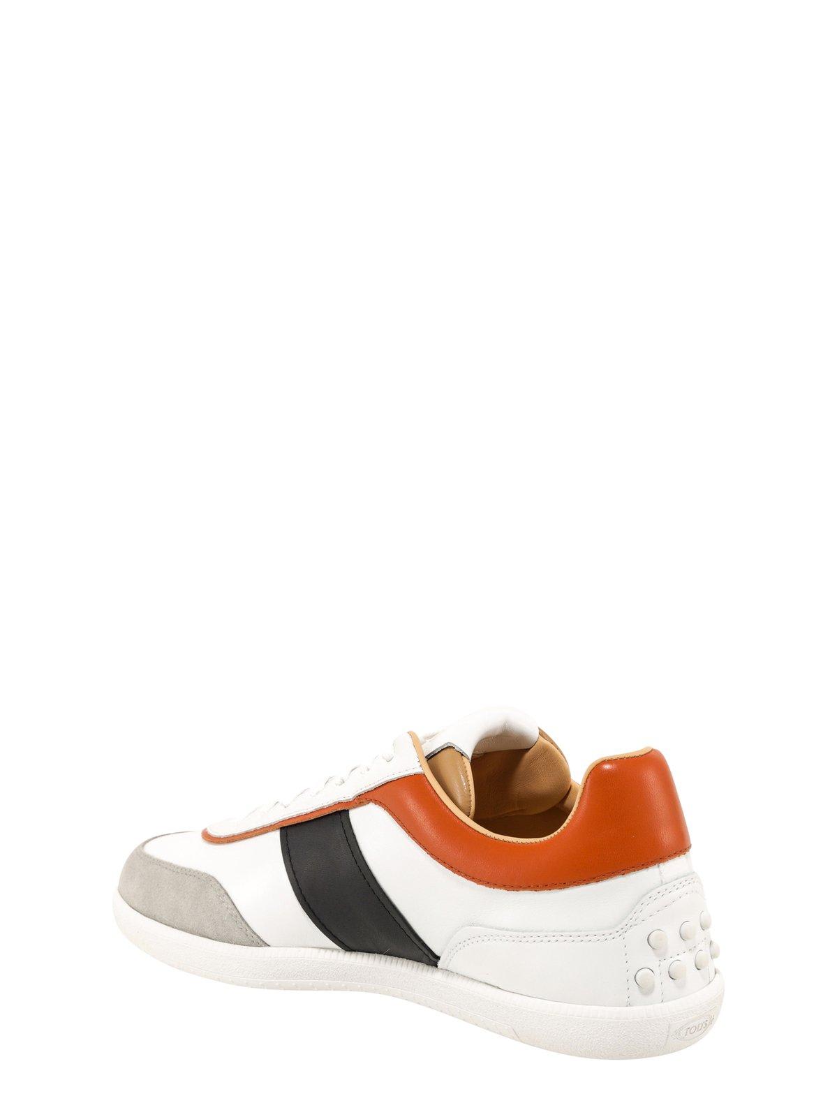 Shop Tod's Low-top Sneakers In Black, White, Orange