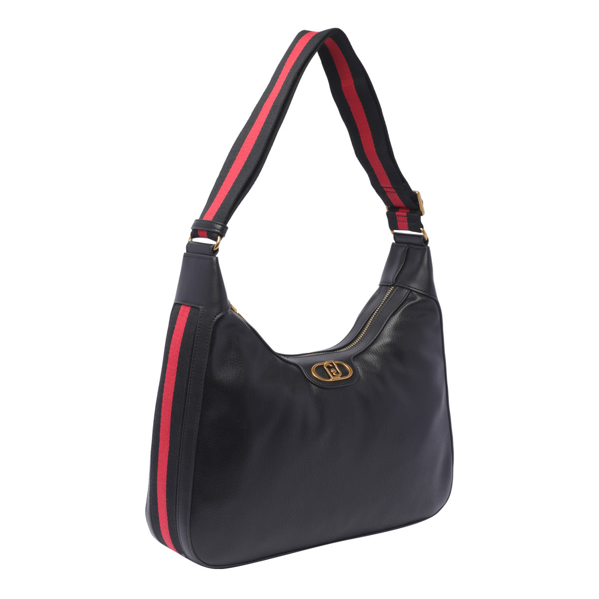 Shop Liu •jo Logo Shoulder Bag In Black