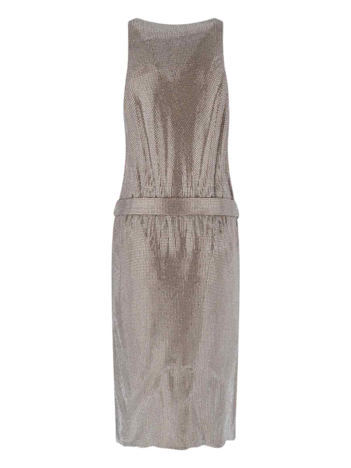 Giuseppe Di Morabito Metallic Scoop Neck Sleeveless Dress In Brown