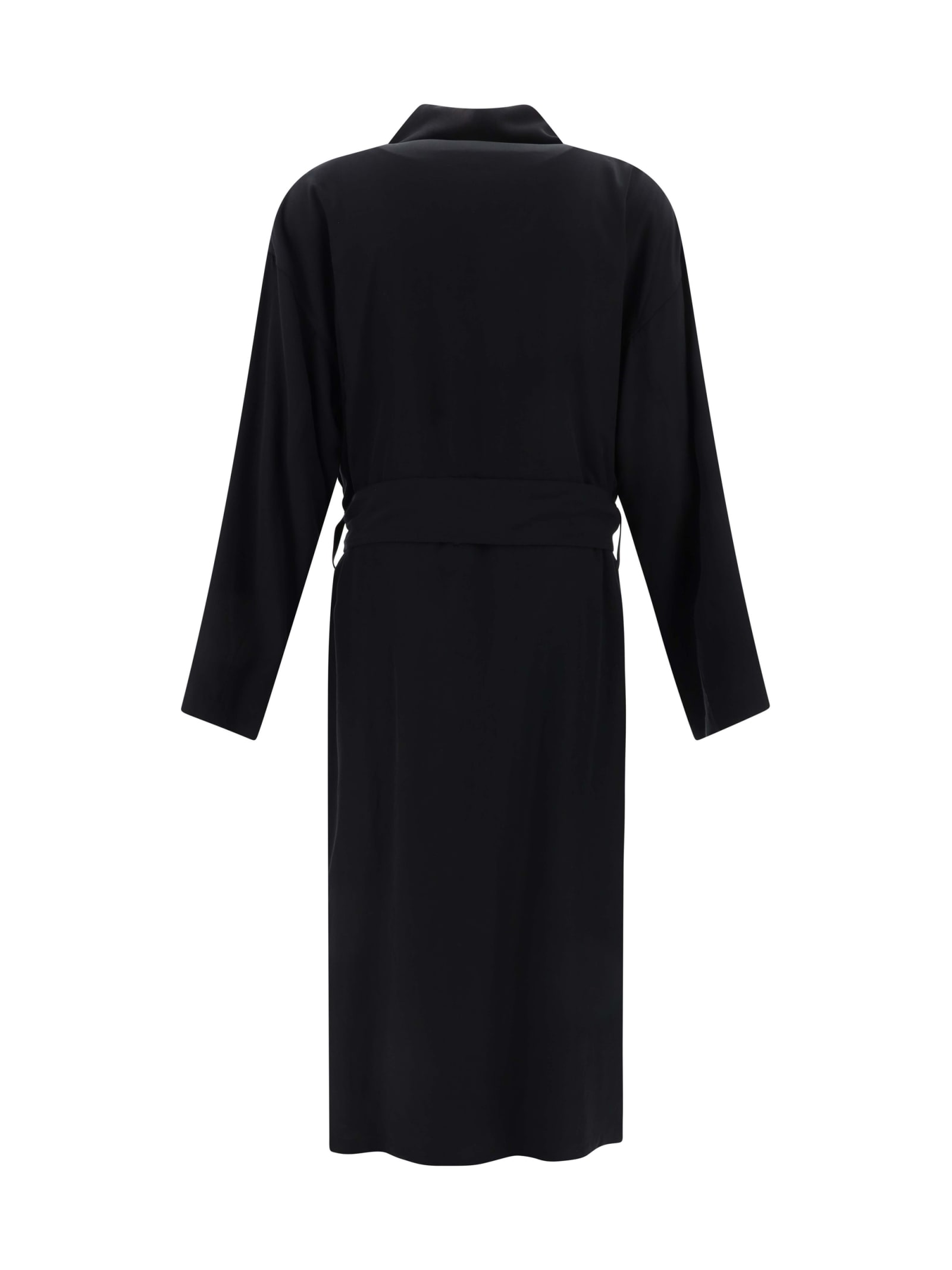 Balenciaga Black Single-breasted Belted Coat In Black