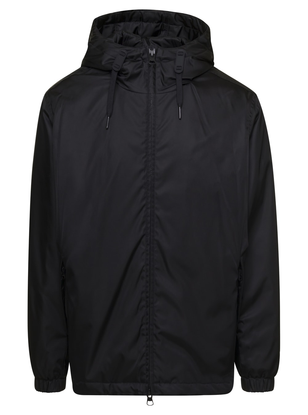 stanford Ekd Black Hooded Jacket With Equestrian Knight Print In Nylon Man Burberry
