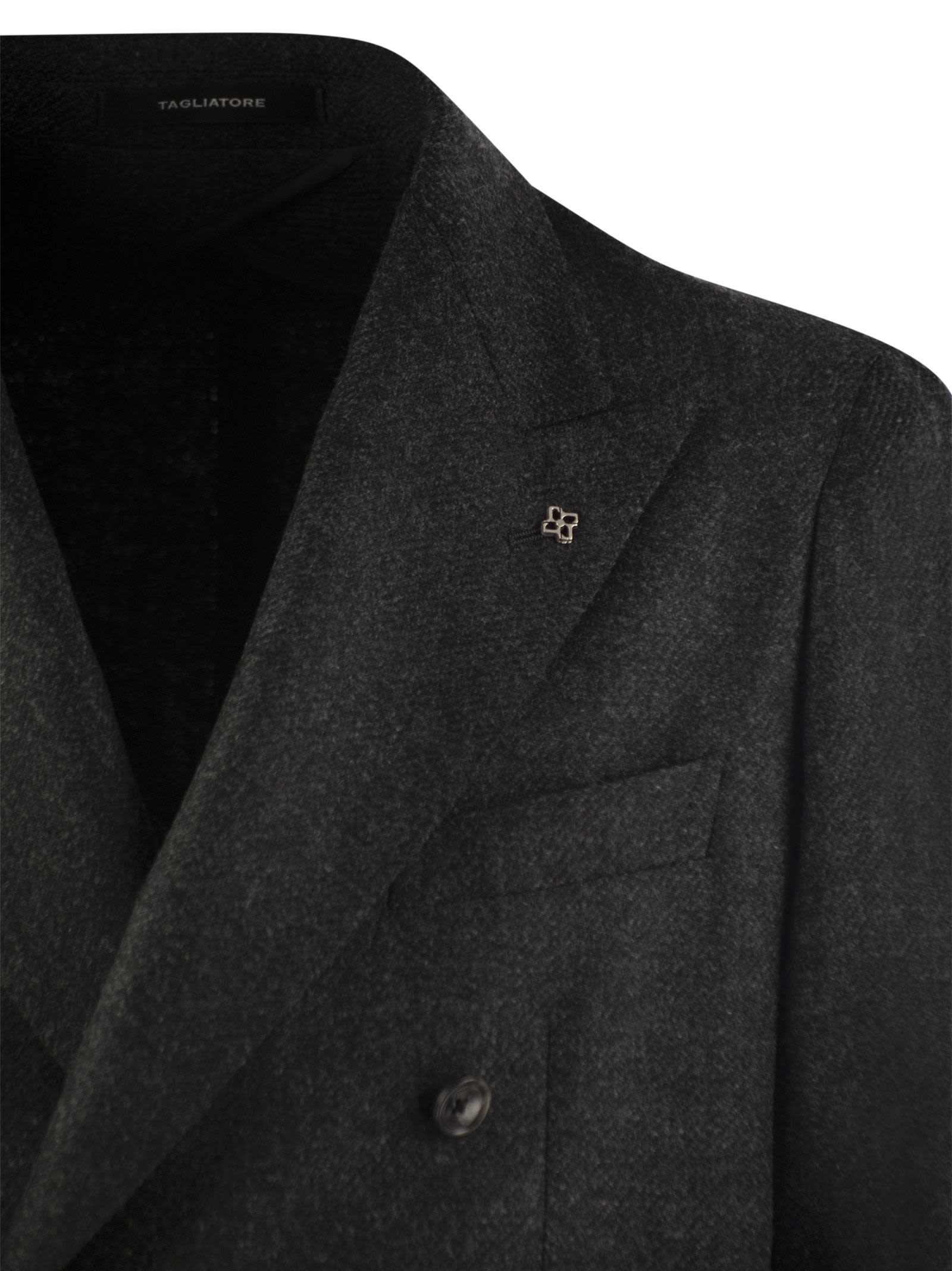 Shop Tagliatore Wool And Cashmere Double-breasted Jacket In Anthracite