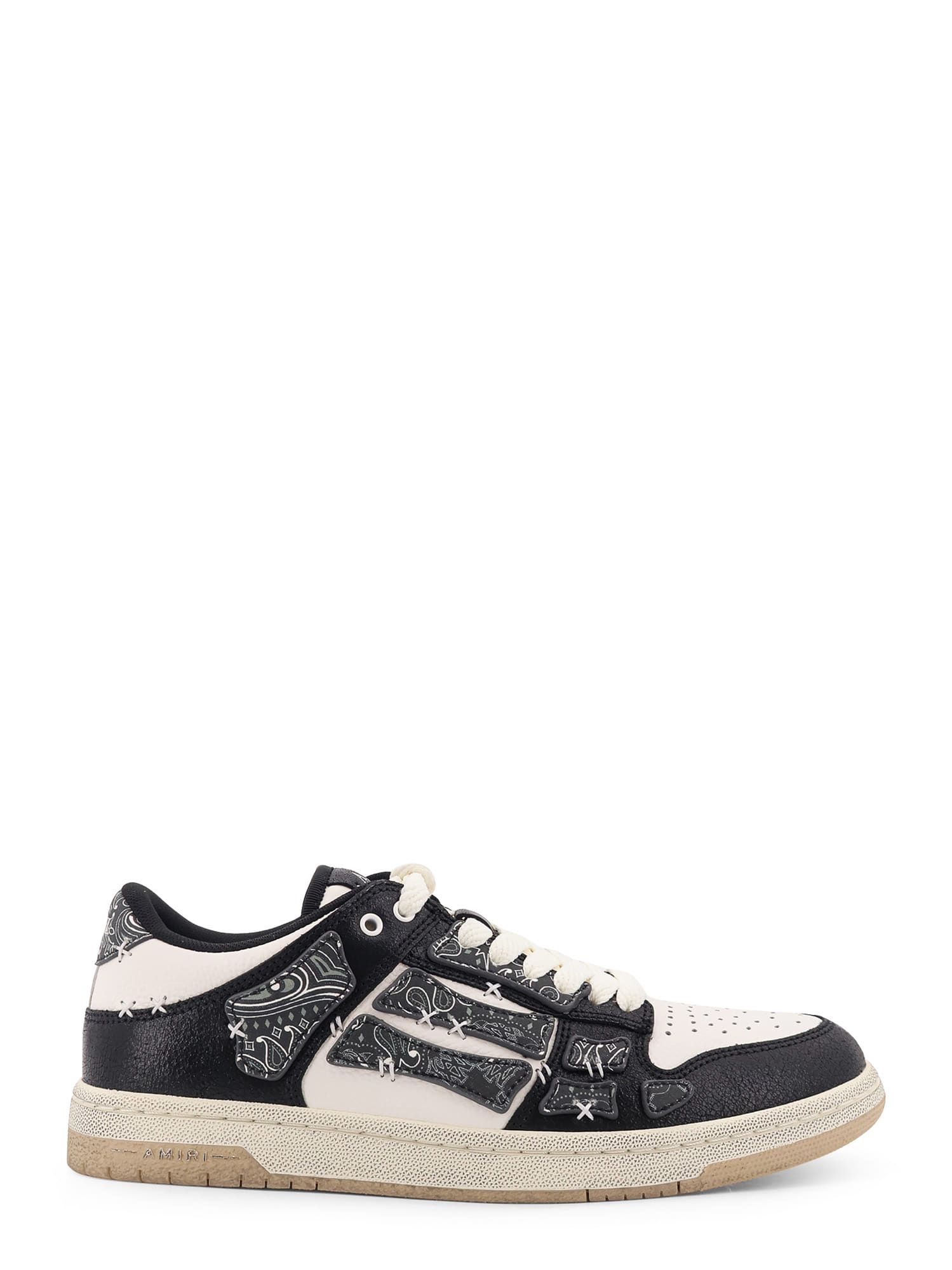 Amiri Skel Top Black Low Top Sneakers With Logo Patch On The Tongue And Logo Lettering On The Heel In Leat In Black