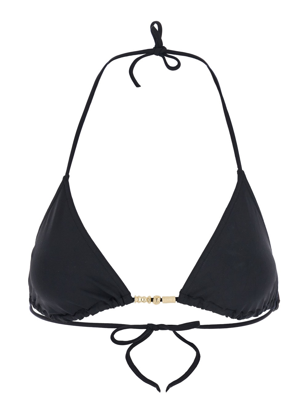 Eres Ephemere Black Bikini Top With Beaded Embellishmentsand Triangular Cup In Tech Fabric Stretch Woman In Black