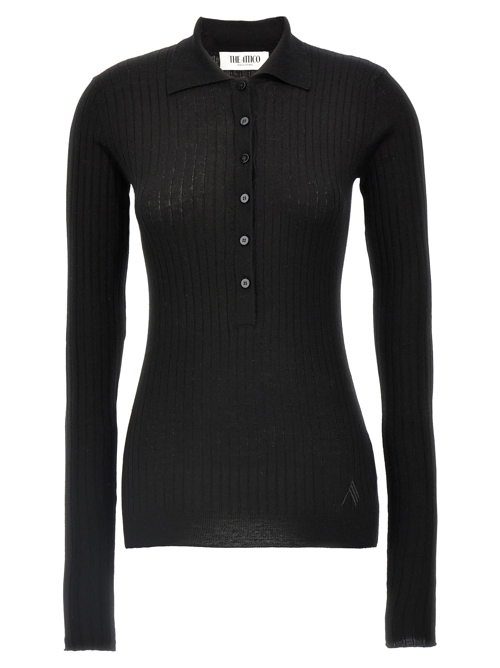 Attico Ribbed Sweater Sweaters And Cardigans In Black