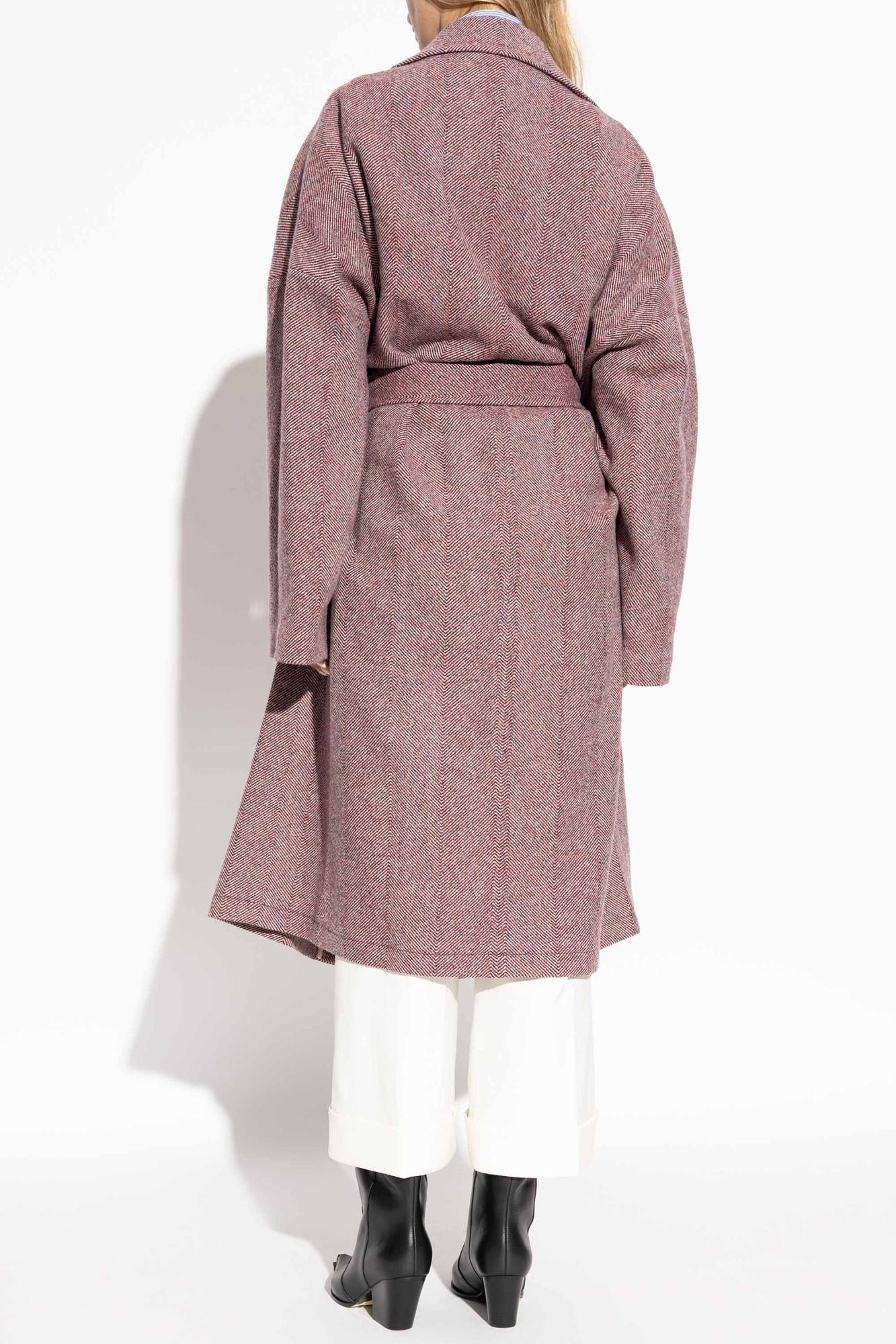 Shop Etro Patched Pocket Oversized Long Coat