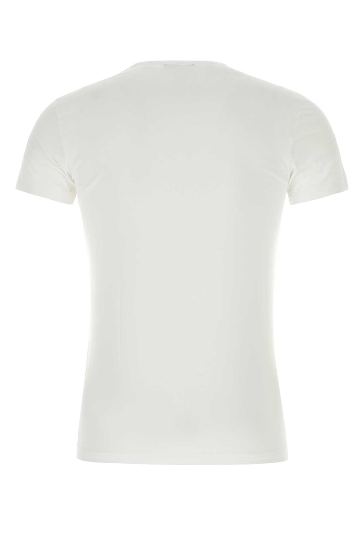 Shop Versace White Cotton Stretch T-shirt In A1001