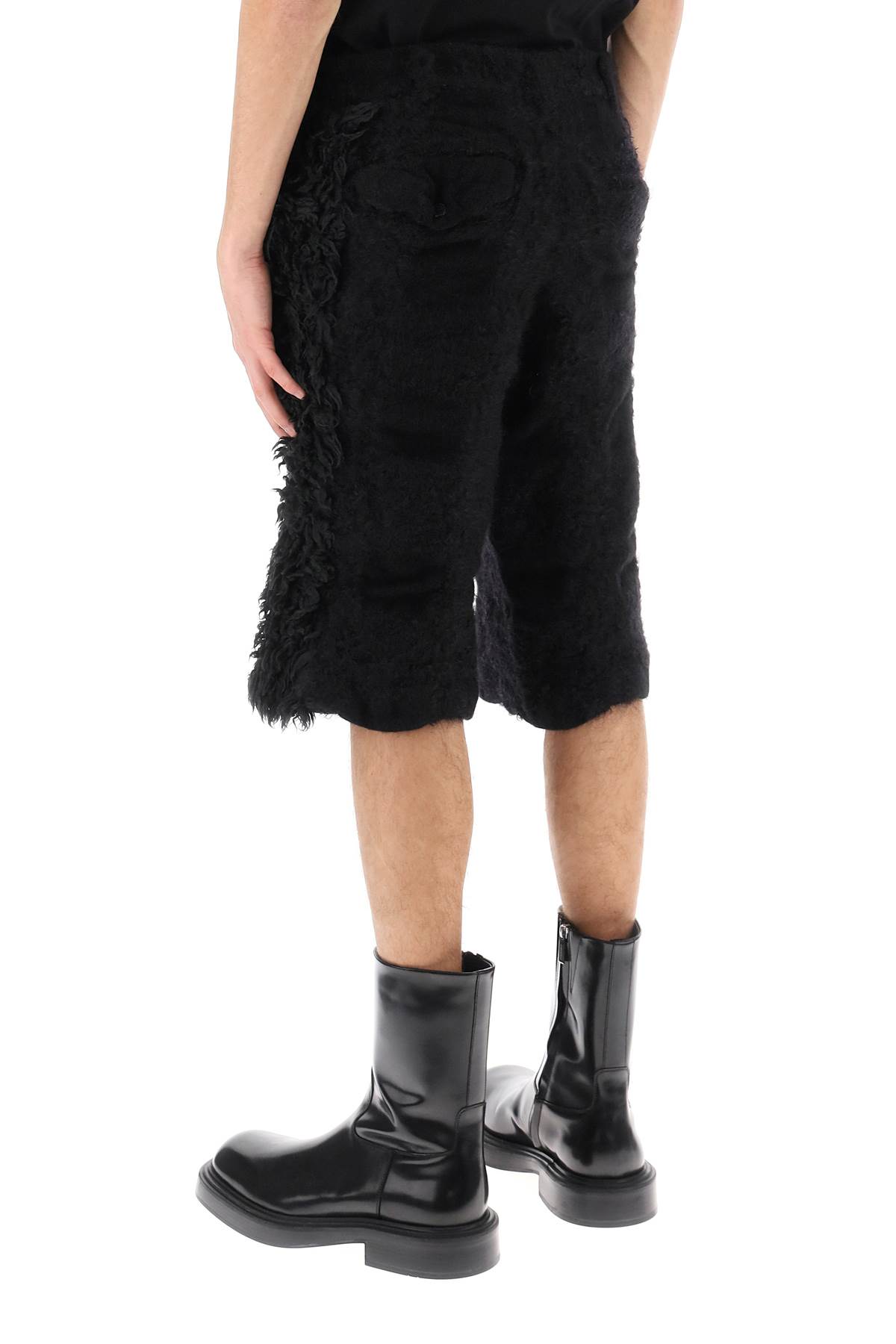 Shop Comme Des Garçons Homme Deux Fur-effect Knitted Shorts In Black Black (black)