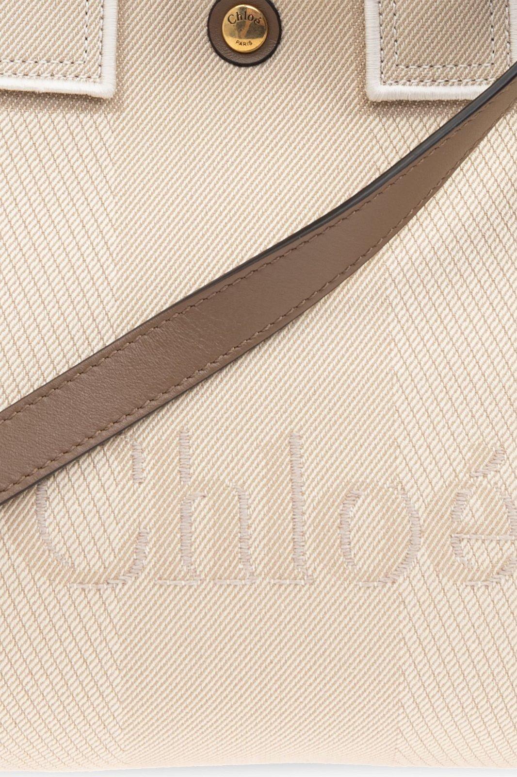 Chloé Carry Logo Shoulder Bag In Beige
