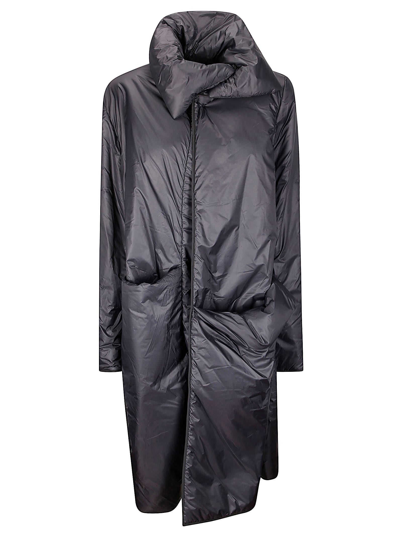 Maria Calderara Black Coat With Internal Drawstring In Black