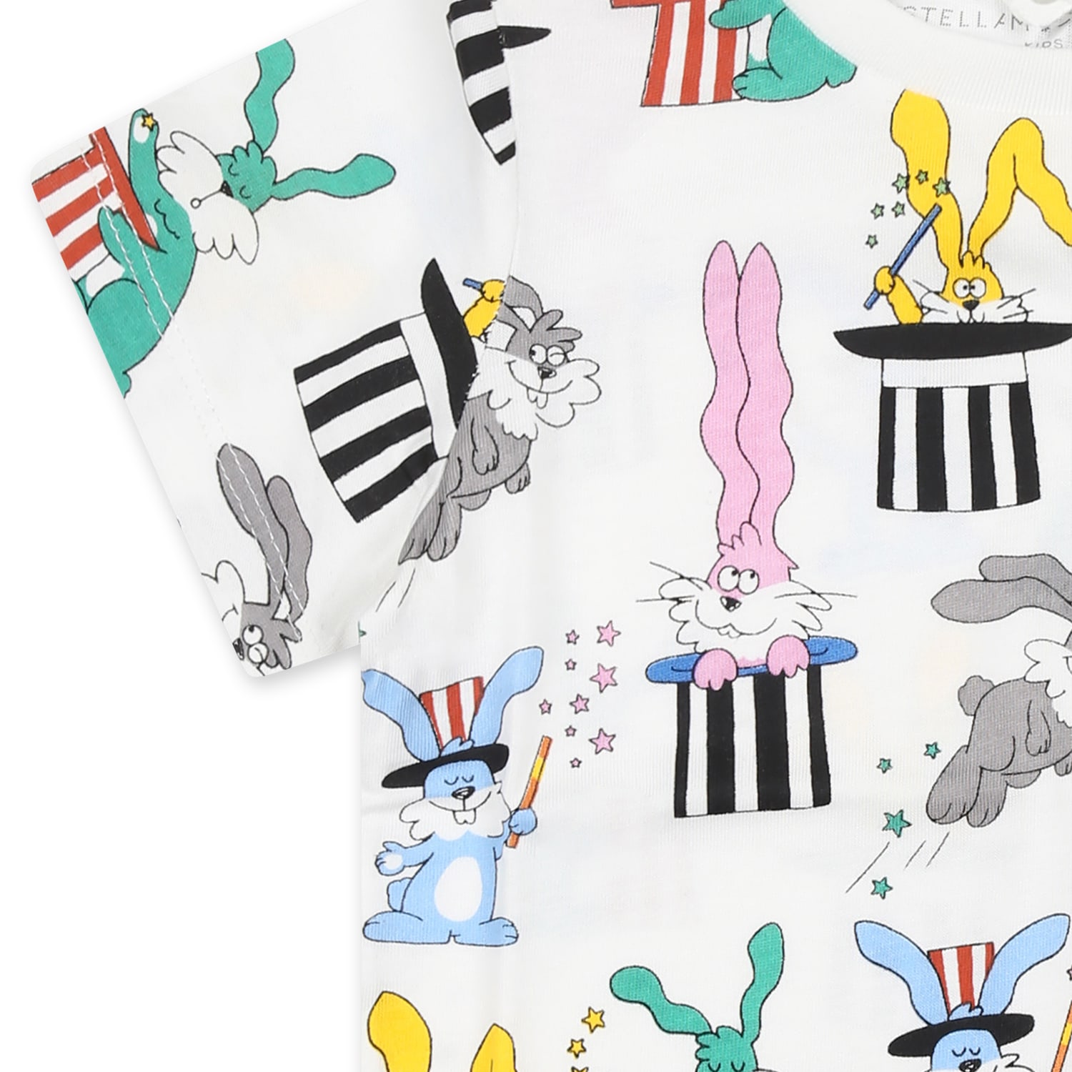 Stella Mccartney White T-shirt For Baby Boy With Rabbit In White