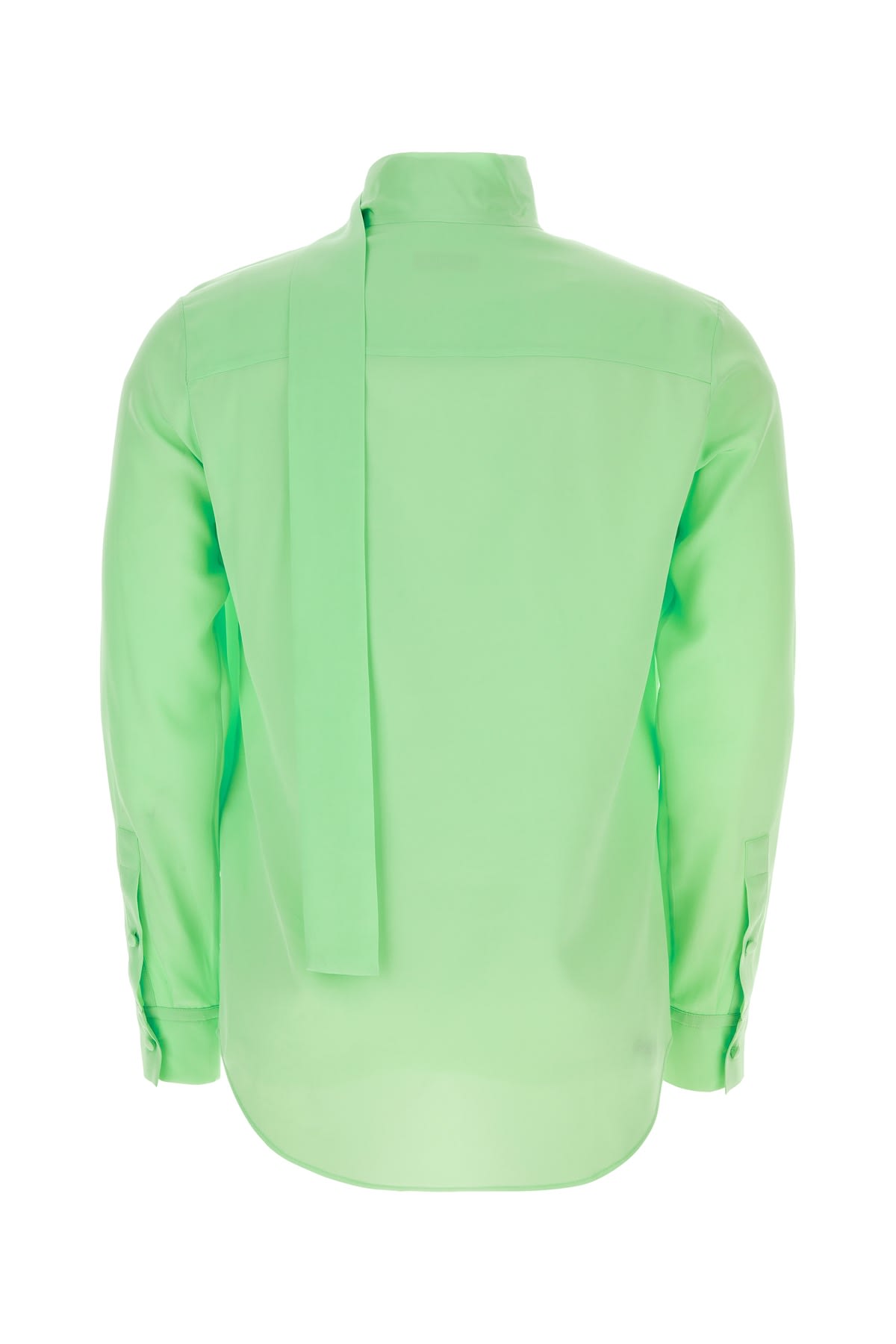 Shop Valentino Fluo Green Silk Shirt In Icemint