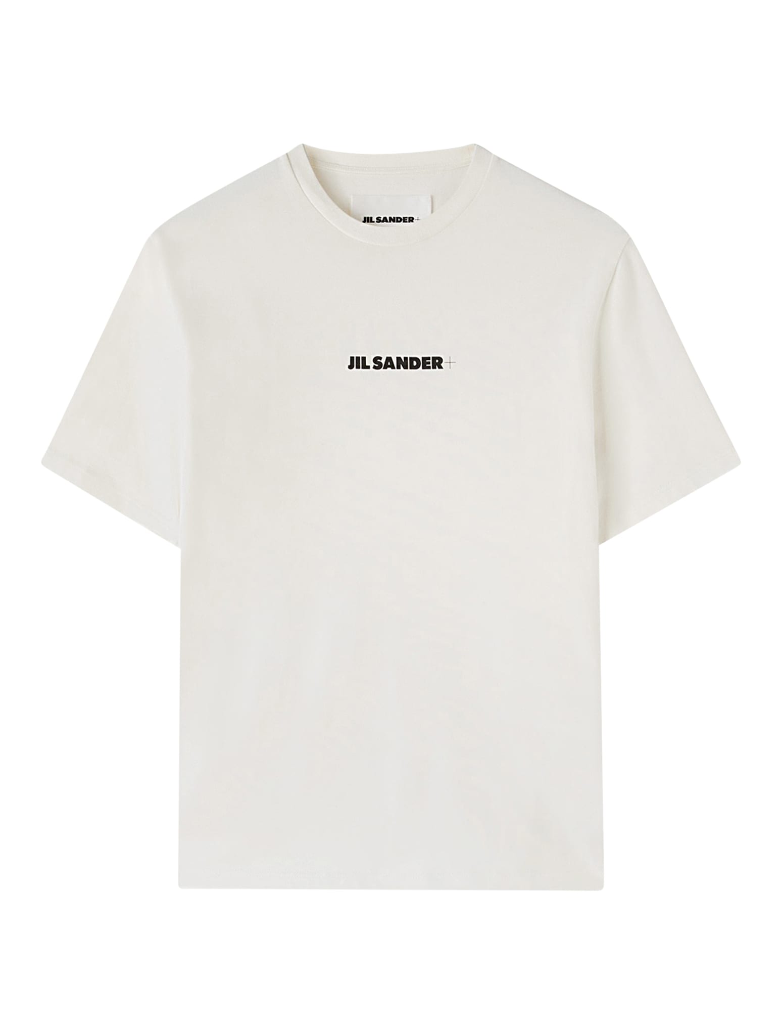 Shop Jil Sander Rew Neck Short Sleeves T-shirt With Printed Logo On Chest In Porcelain