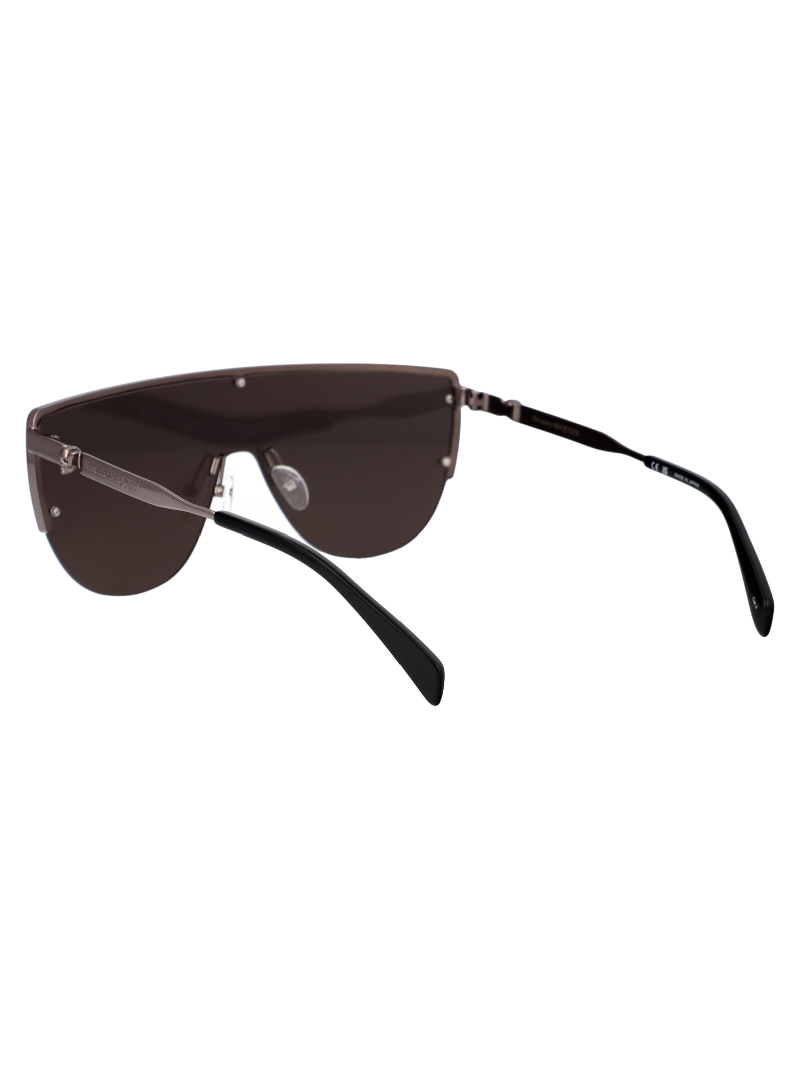 Alexander Mcqueen Am0457s Sunglasses In 001 Ruthenium Ruthenium Grey