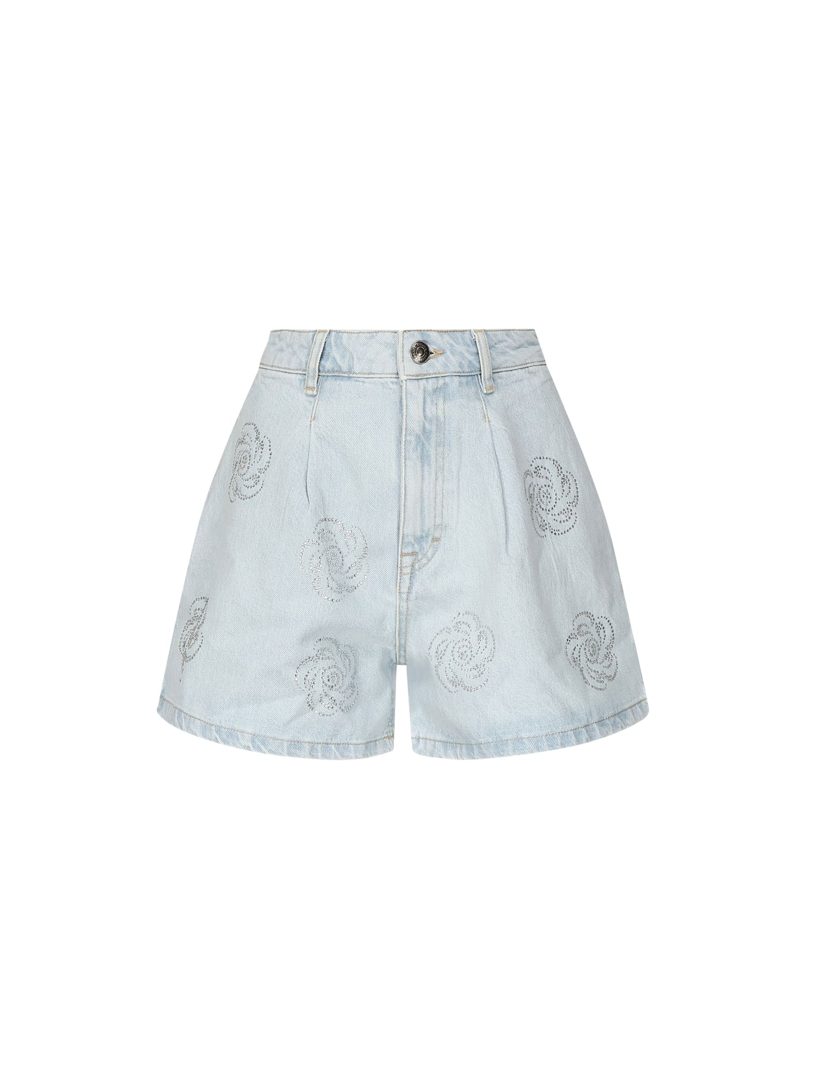 Denim Shorts With Rhinestones