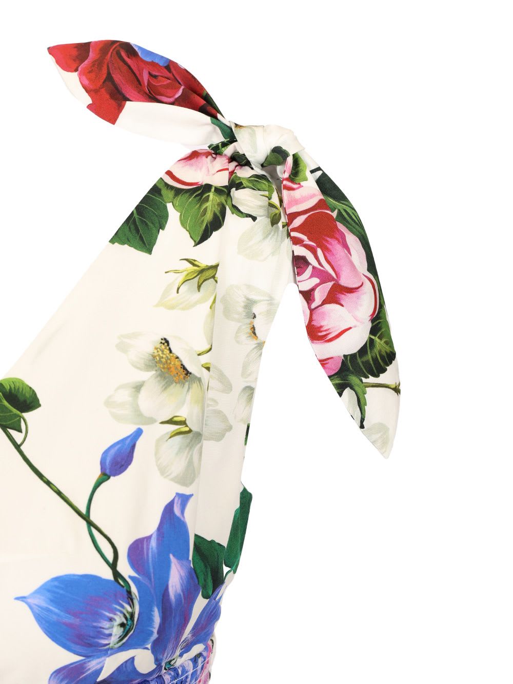 Shop Dolce & Gabbana Floral Print Cotton Dress In Multicolor