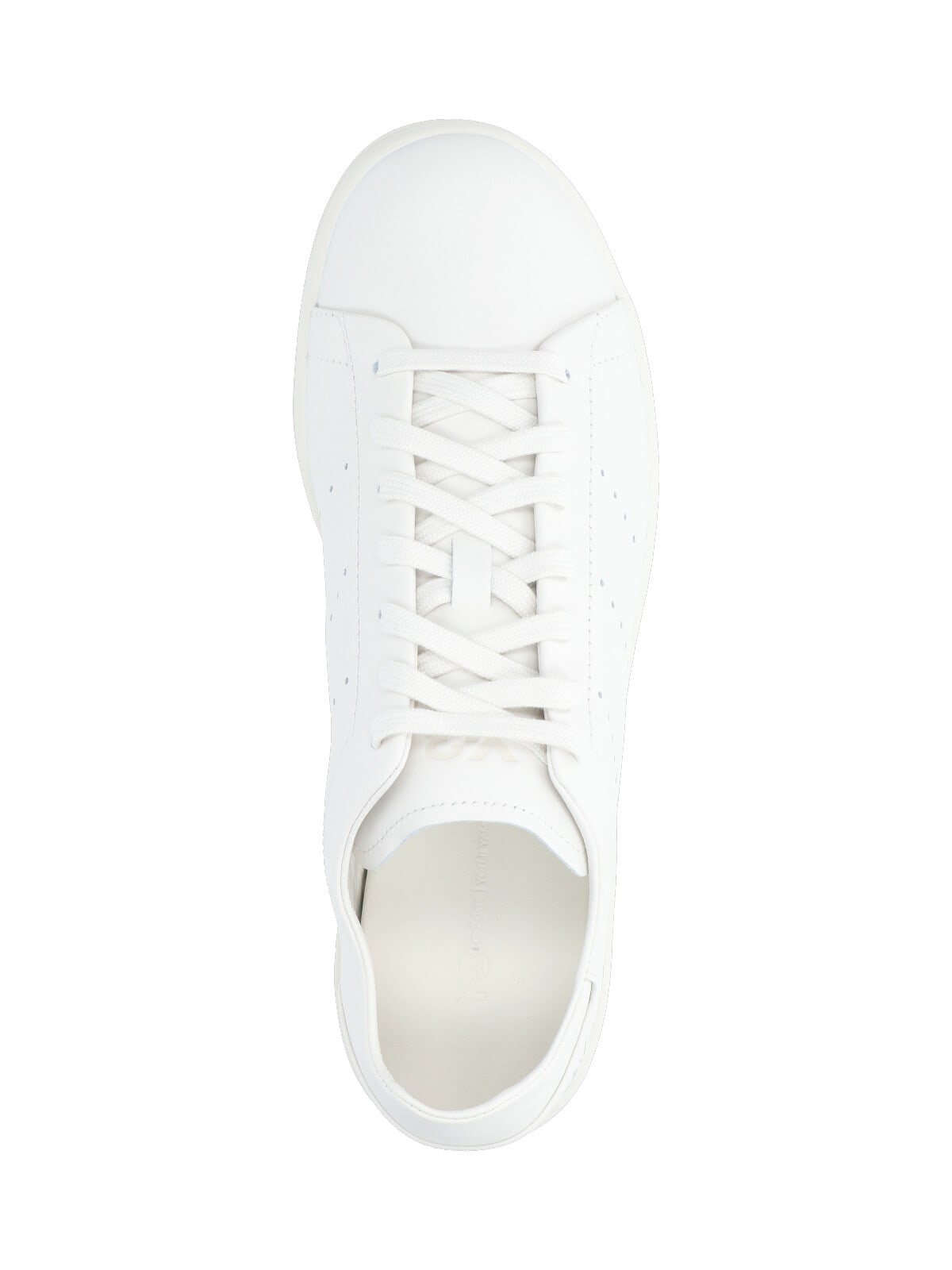 Y-3 White Leather Sneakers With Rounded Toe And Lace-up Closure In White