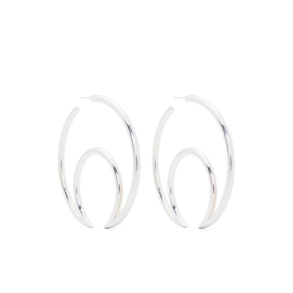 Shop Marine Serre Large Moon-shaped Hoop Earrings In Silver