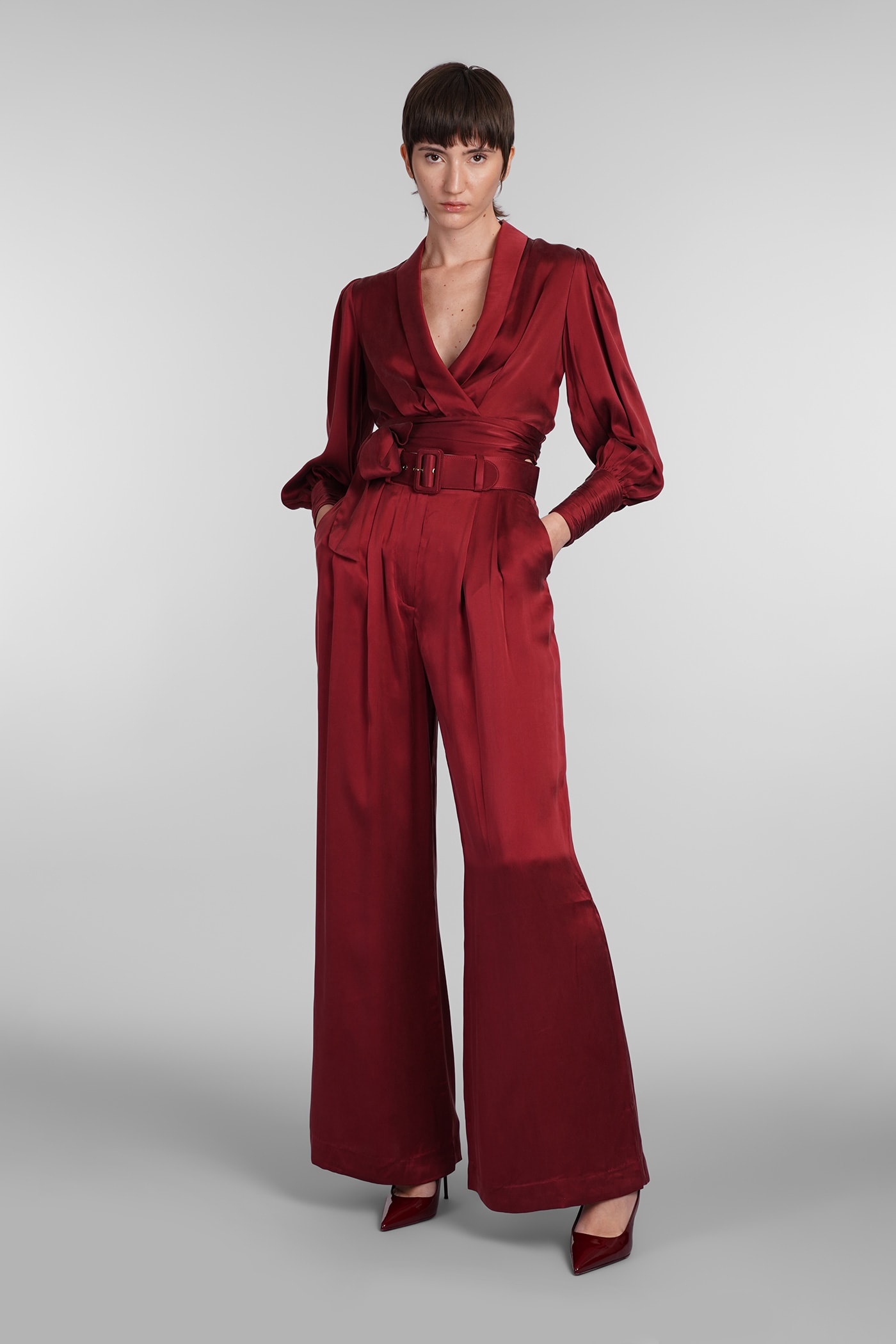 Shop Zimmermann Pants In Bordeaux Silk