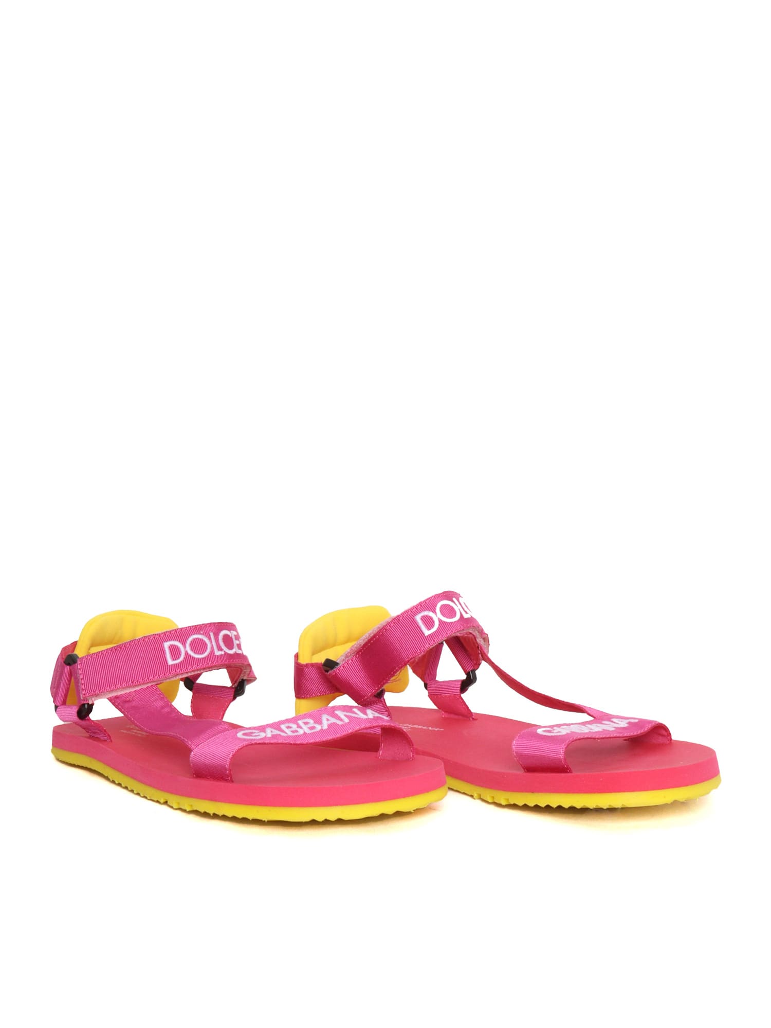 Shop Dolce & Gabbana D&g Junior Pink Sandals In Yellow