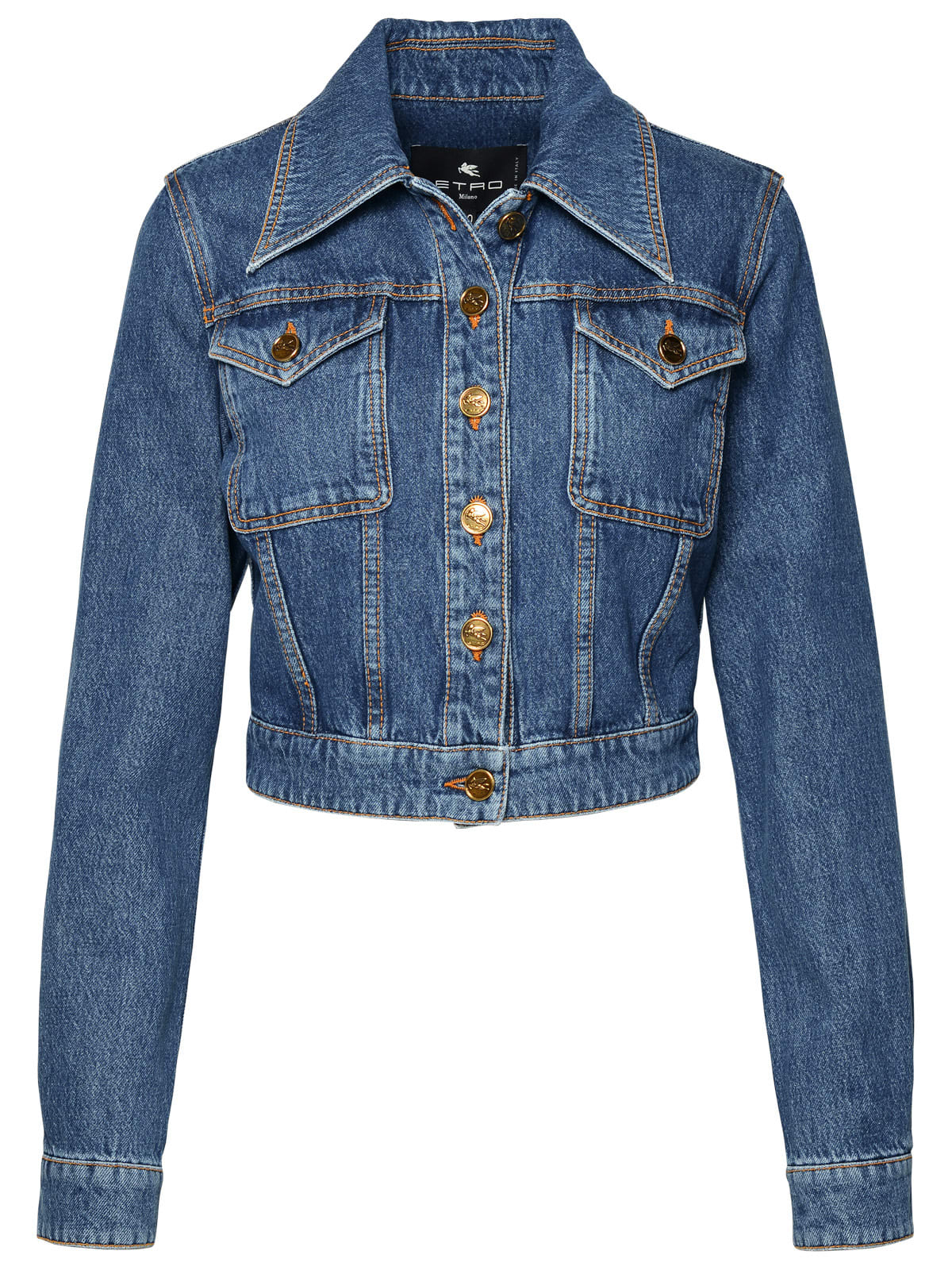 Shop Etro Blue Cotton Jacket