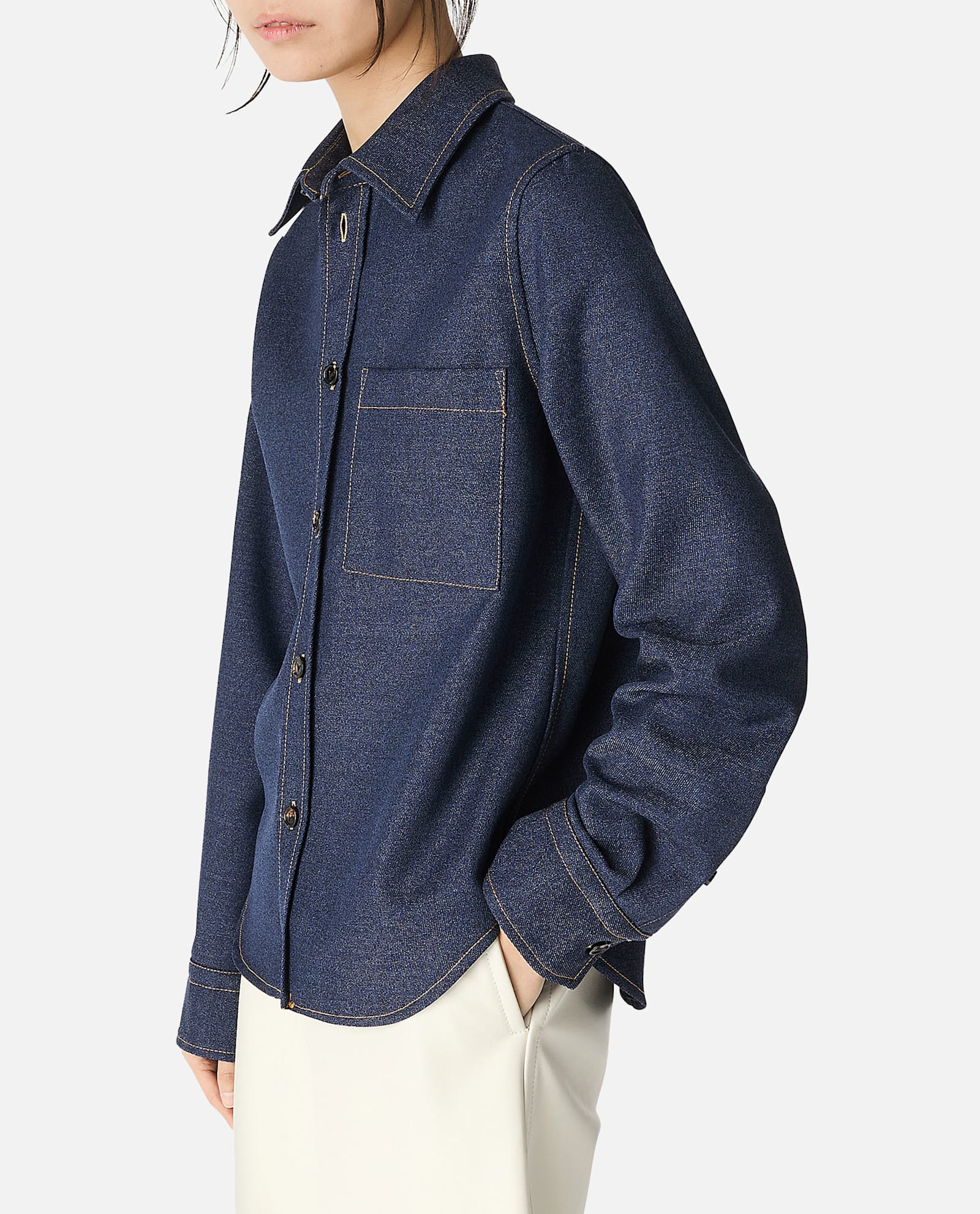 Bottega Veneta Classic Button-up Wool Shirt With Textured Finish In Blue